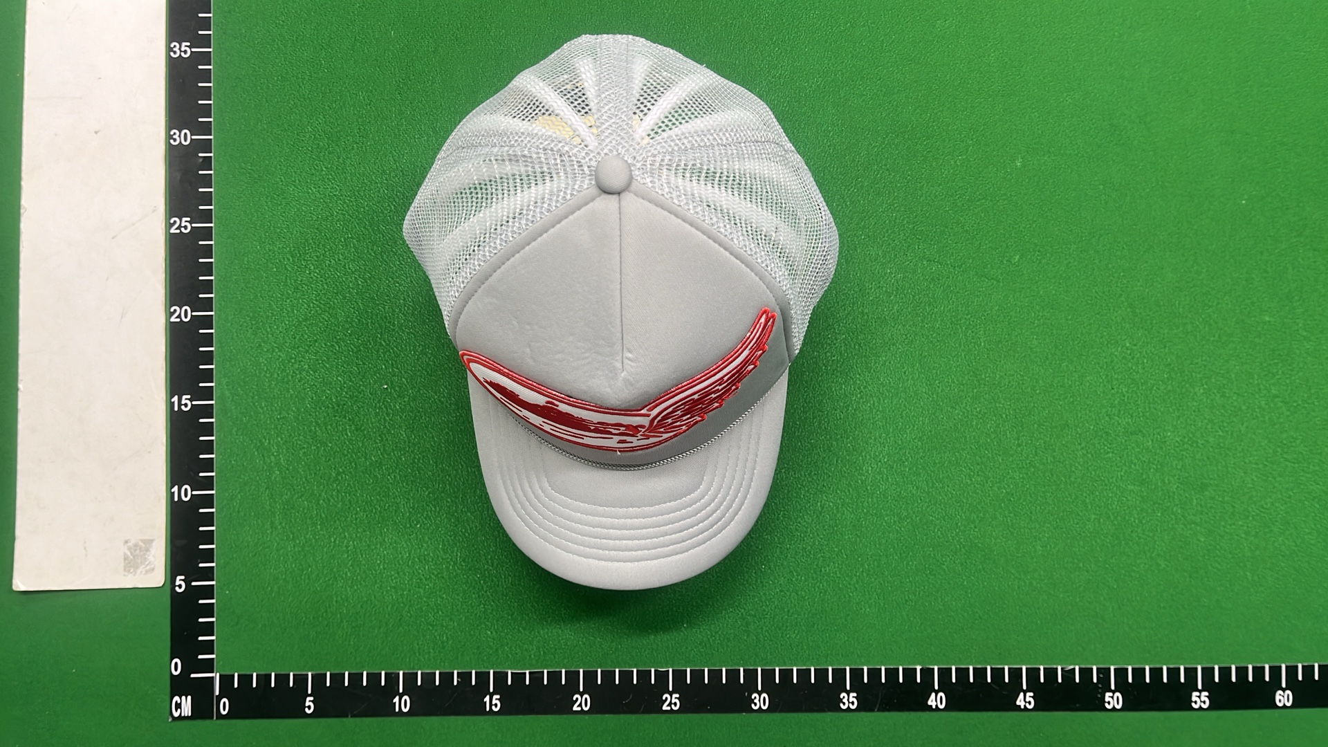 Gray Trucker Hat with Red Wing Design