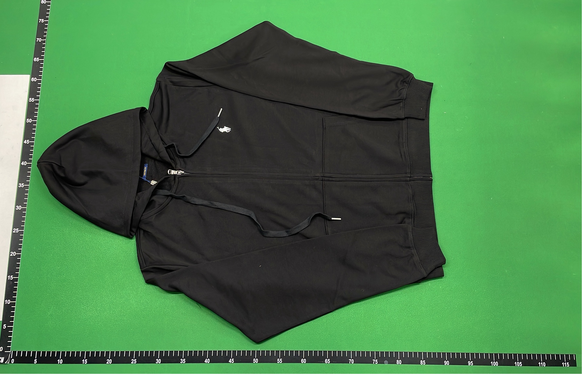 Black Full-Zip Hoodie with Pony Logo