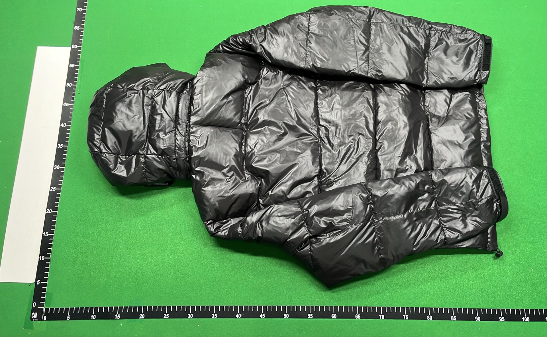 Black Quilted Down Jacket with Hood and Logo