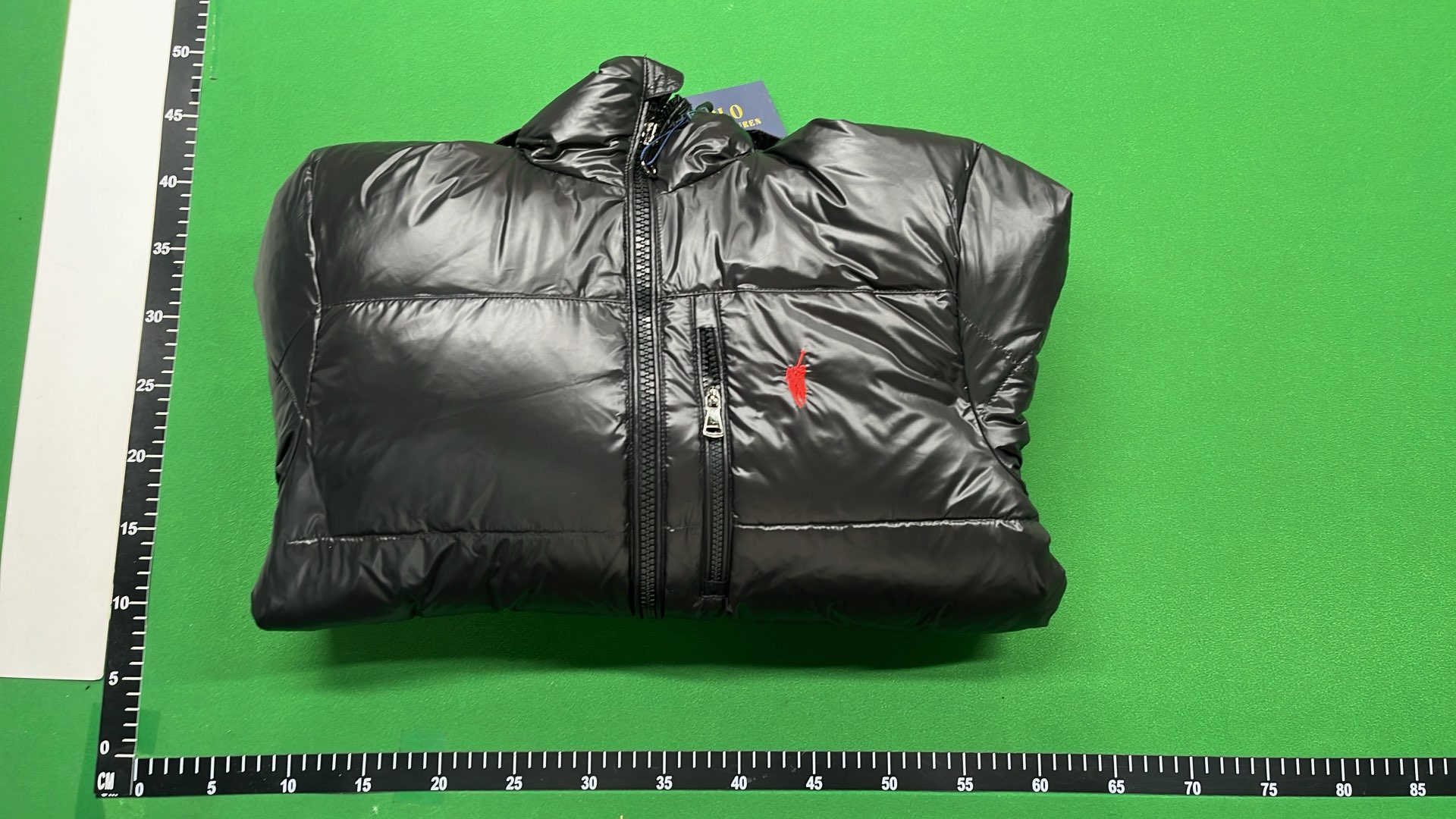 Black Quilted Down Jacket with Hood and Logo