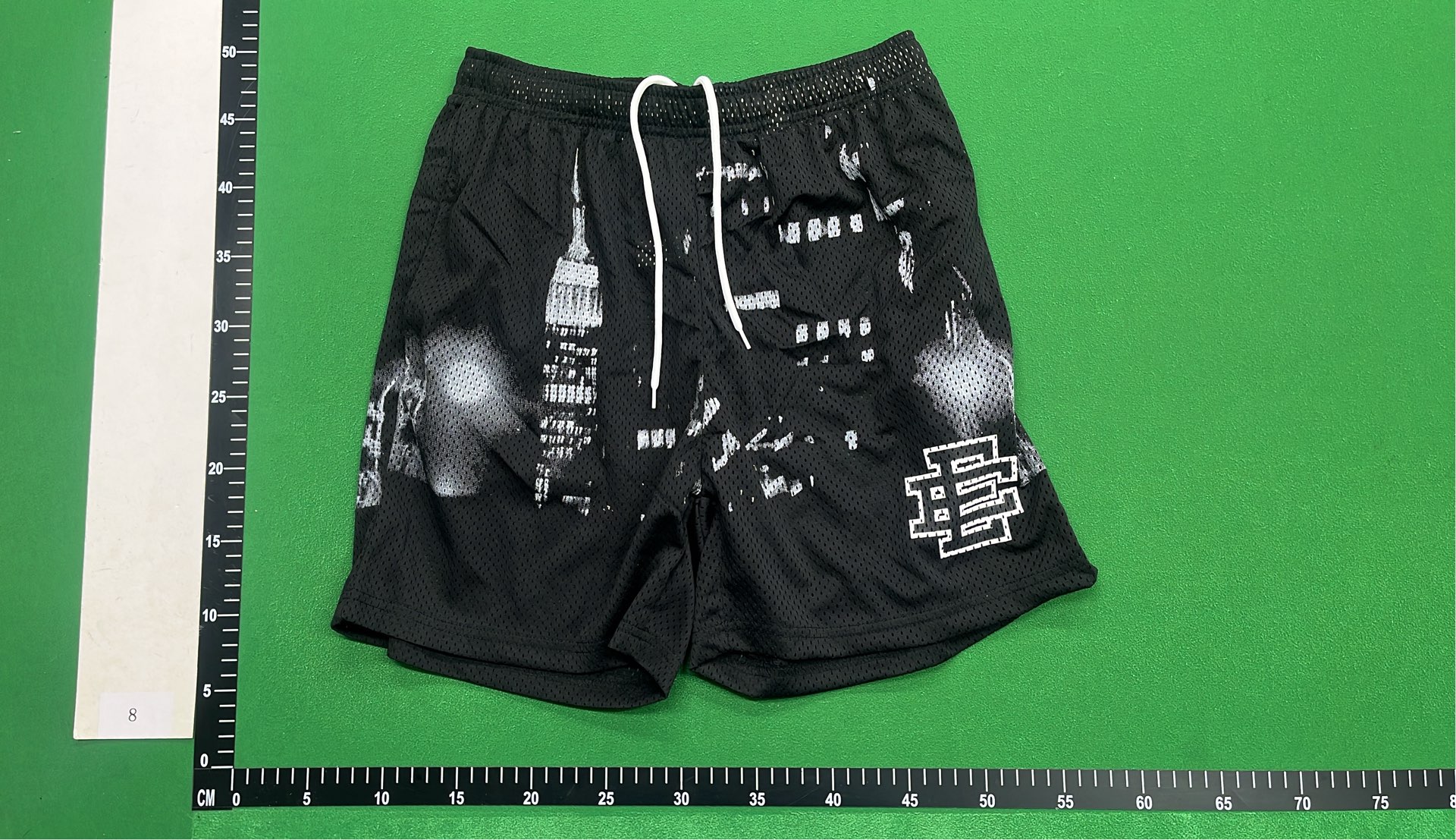 Black Mesh Basketball Shorts with City Print
