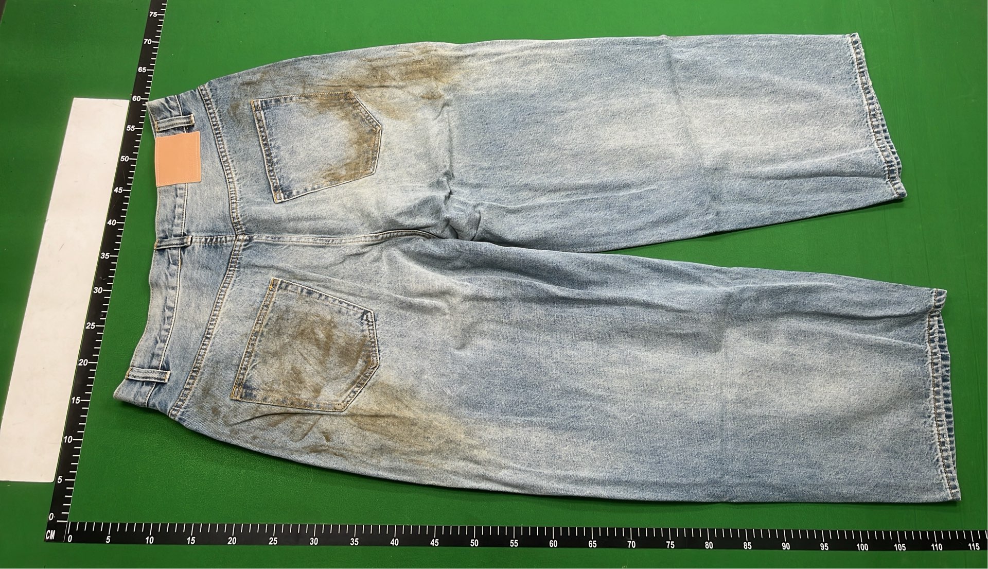 Distressed Wide Leg Denim Pants with Tie-Dye Effect