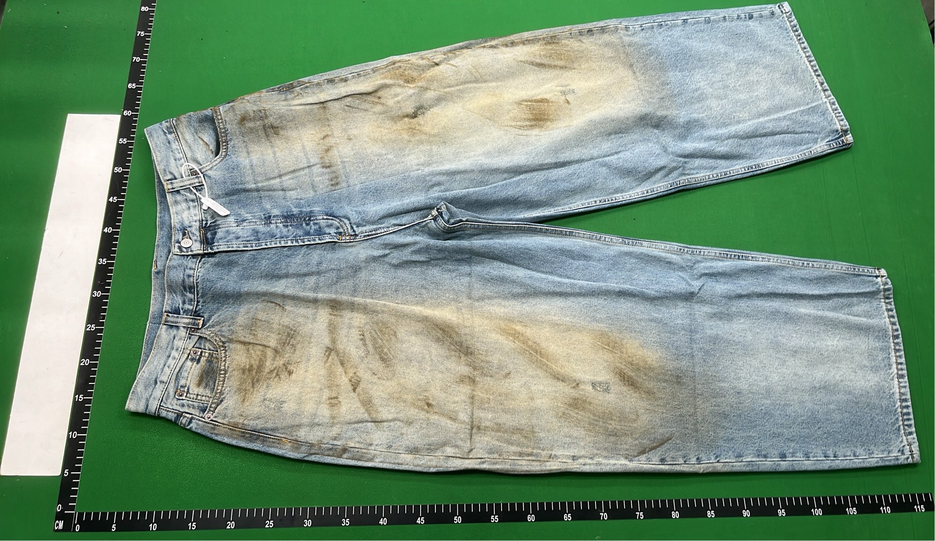 Distressed Wide Leg Denim Pants with Tie-Dye Effect