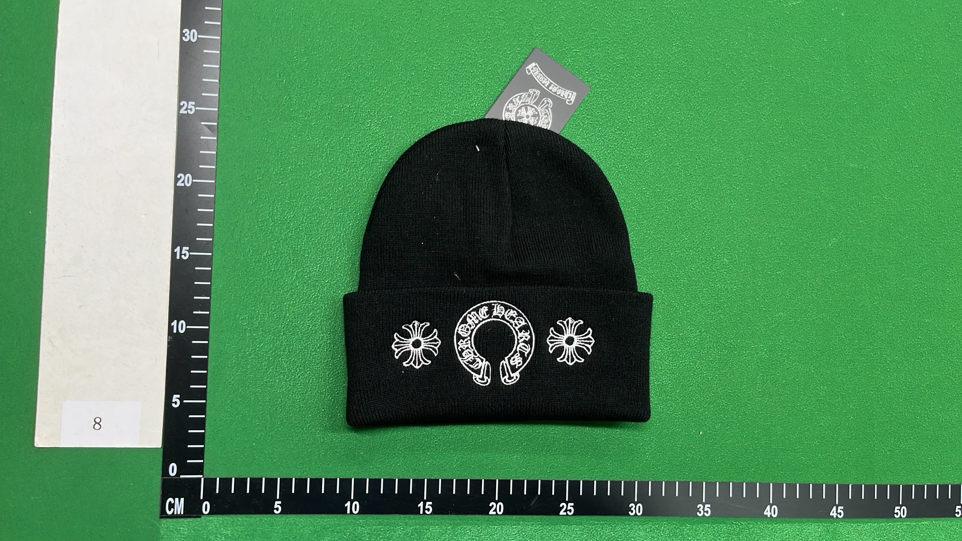 Black Beanie with Red Lips and Logo Embroidery