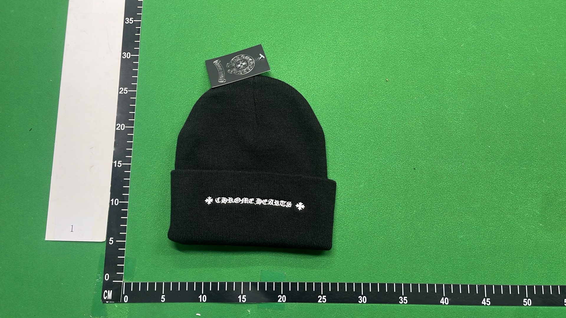 Black Beanie with Red Lips and Logo Embroidery