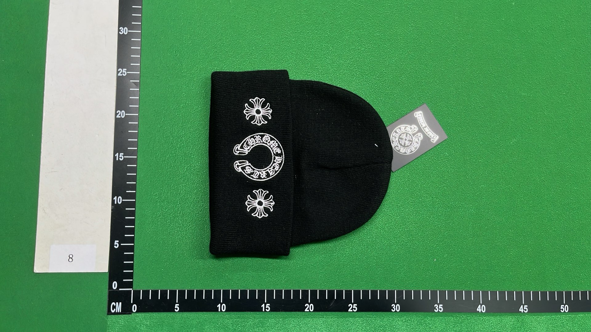 Black Beanie with Red Lips and Logo Embroidery