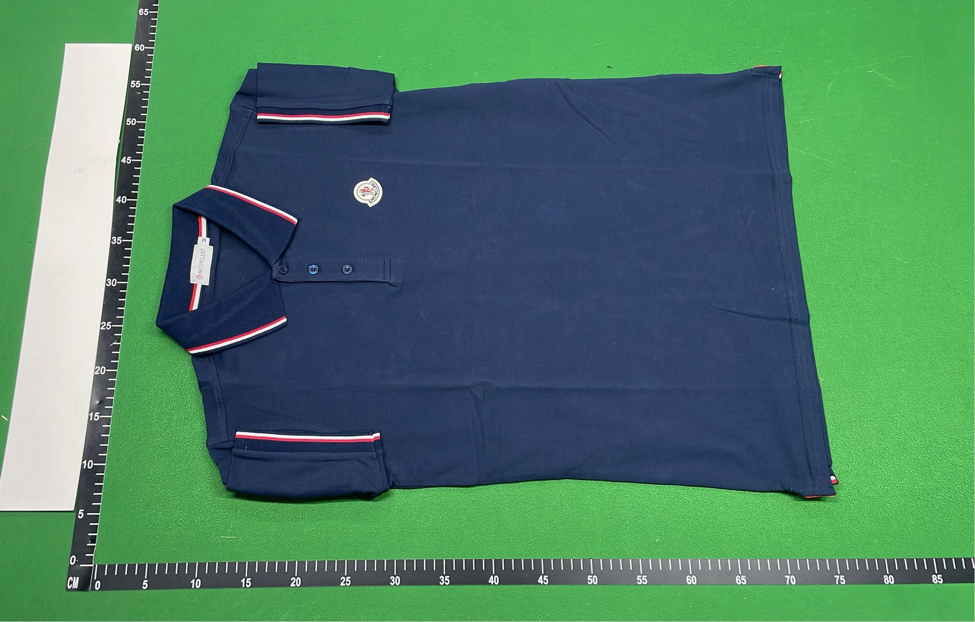 Moncler White Polo Shirt with Red and Blue Trim