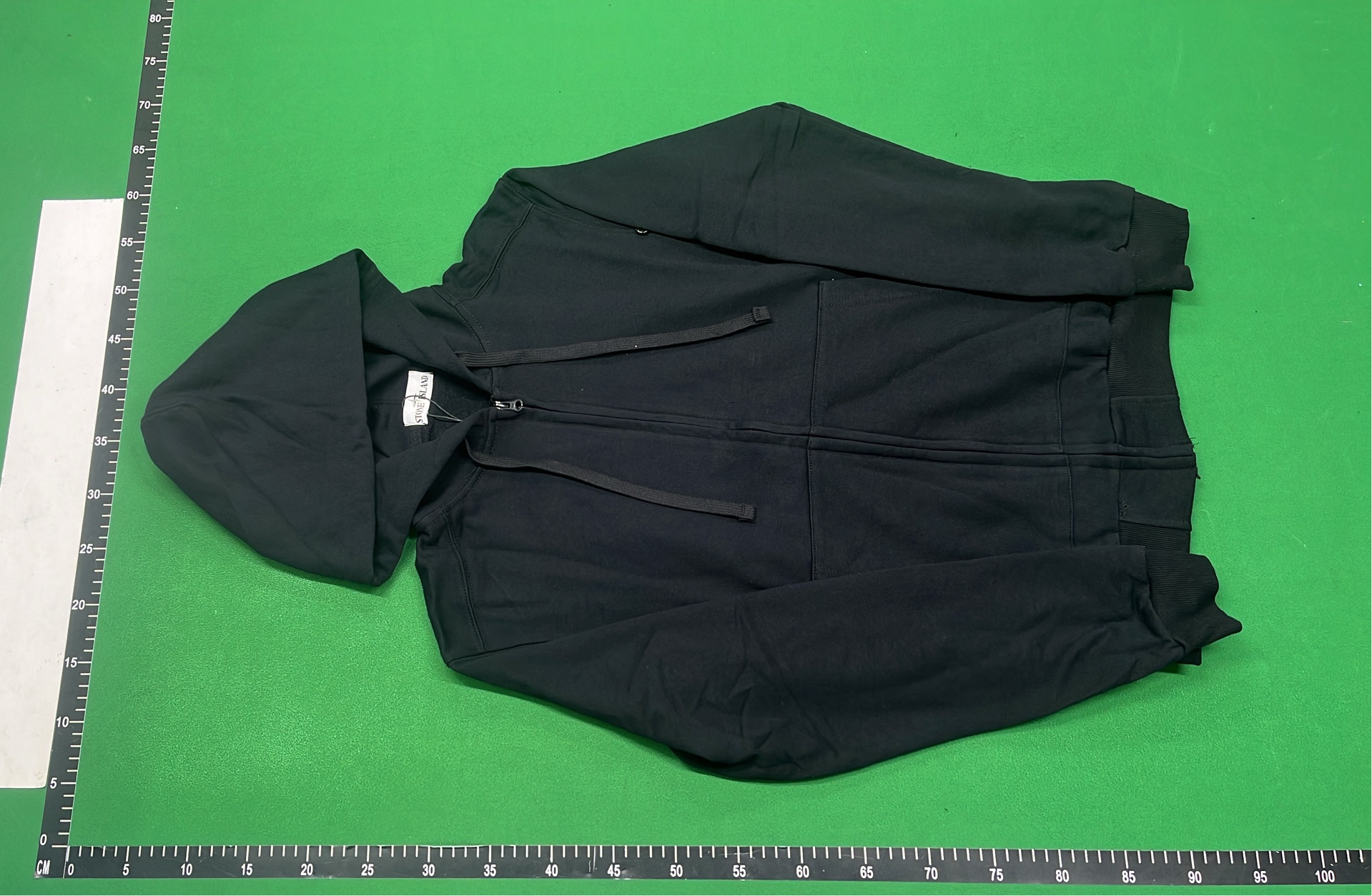 Stone Island Dark Gray Zip-Up Hoodie with Logo Patch