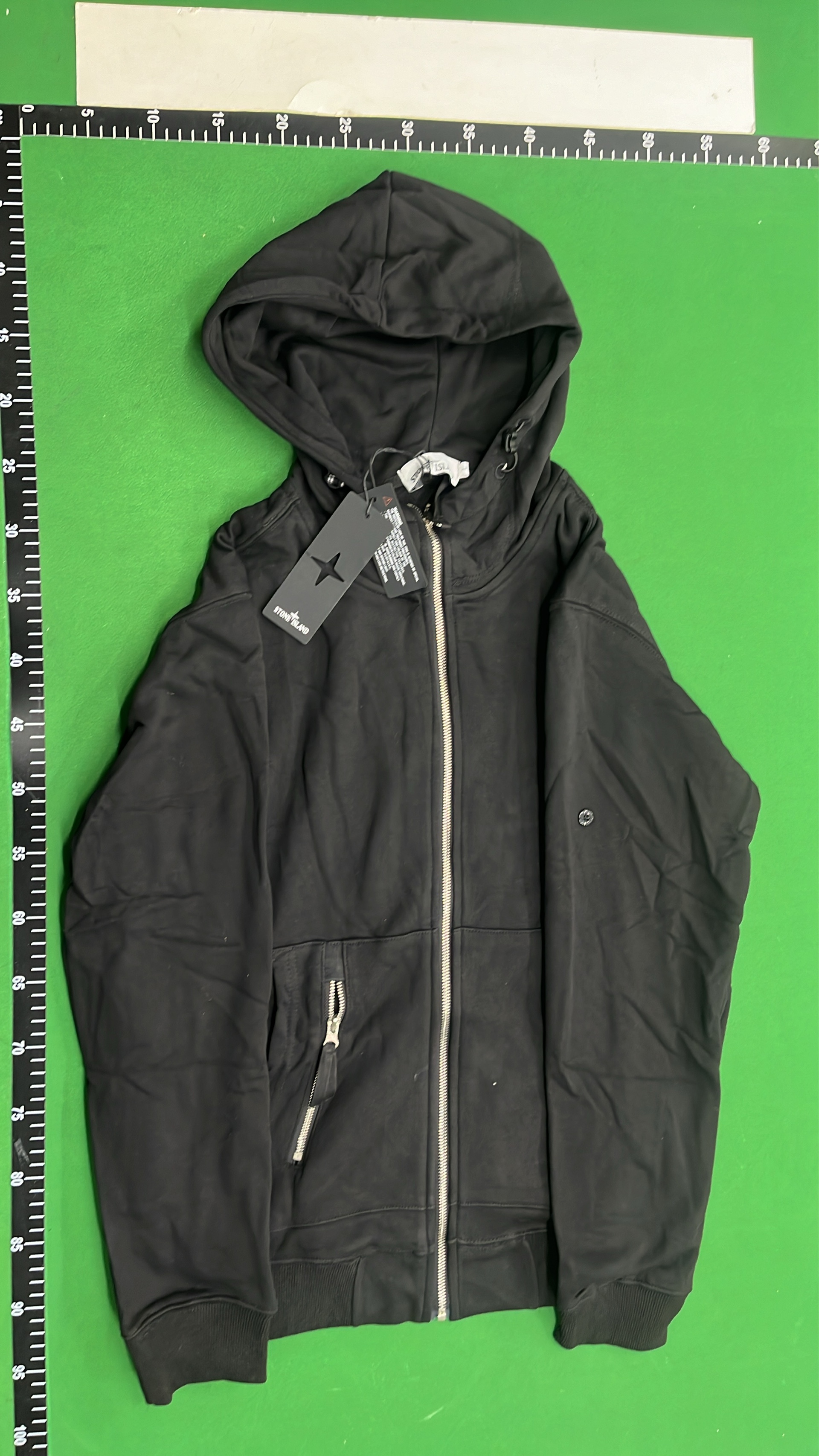 Black Zip-Up Hoodie with Front Pockets and Silver Zippers