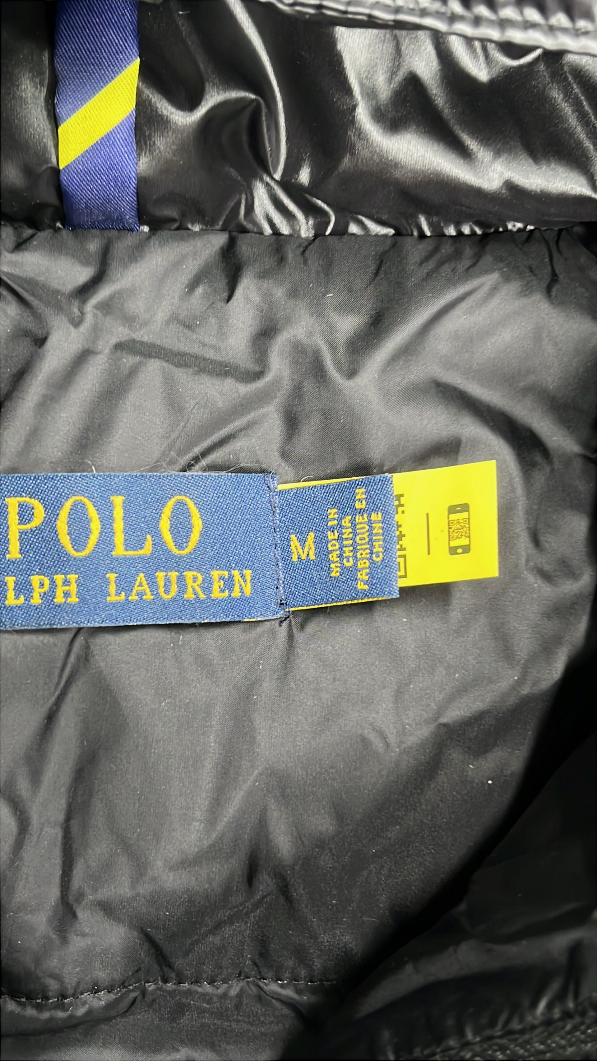 Black Down Puffer Jacket with Red Pony Logo