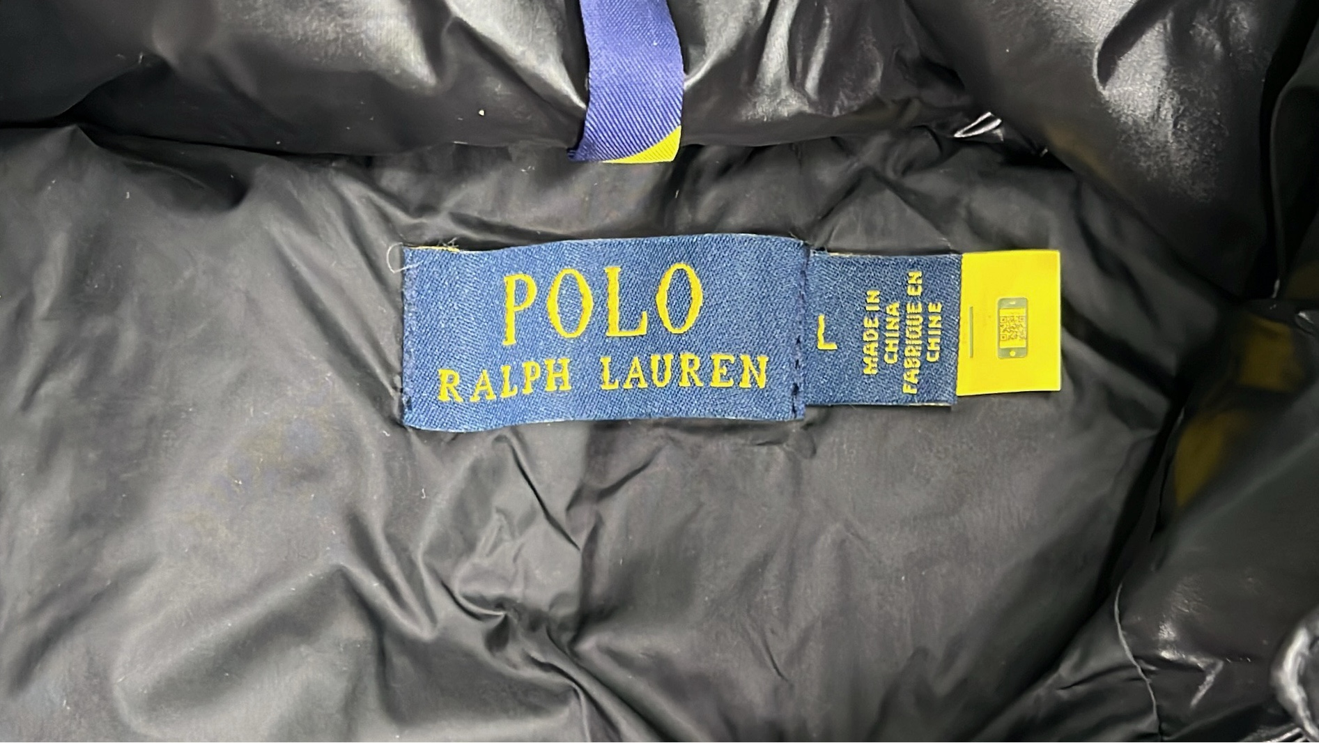 Black Down Puffer Jacket with Red Pony Logo