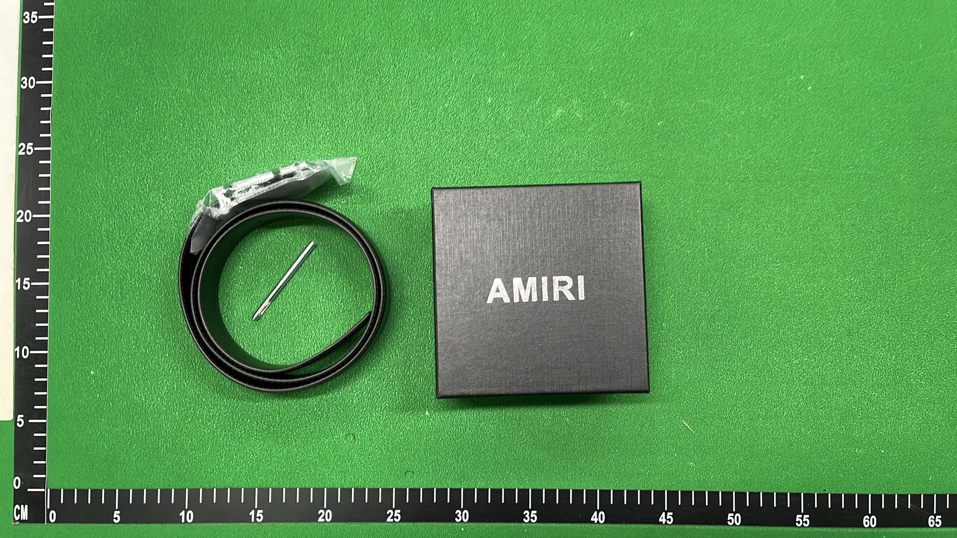 AMIRI Black Leather Belt with Logo Buckle