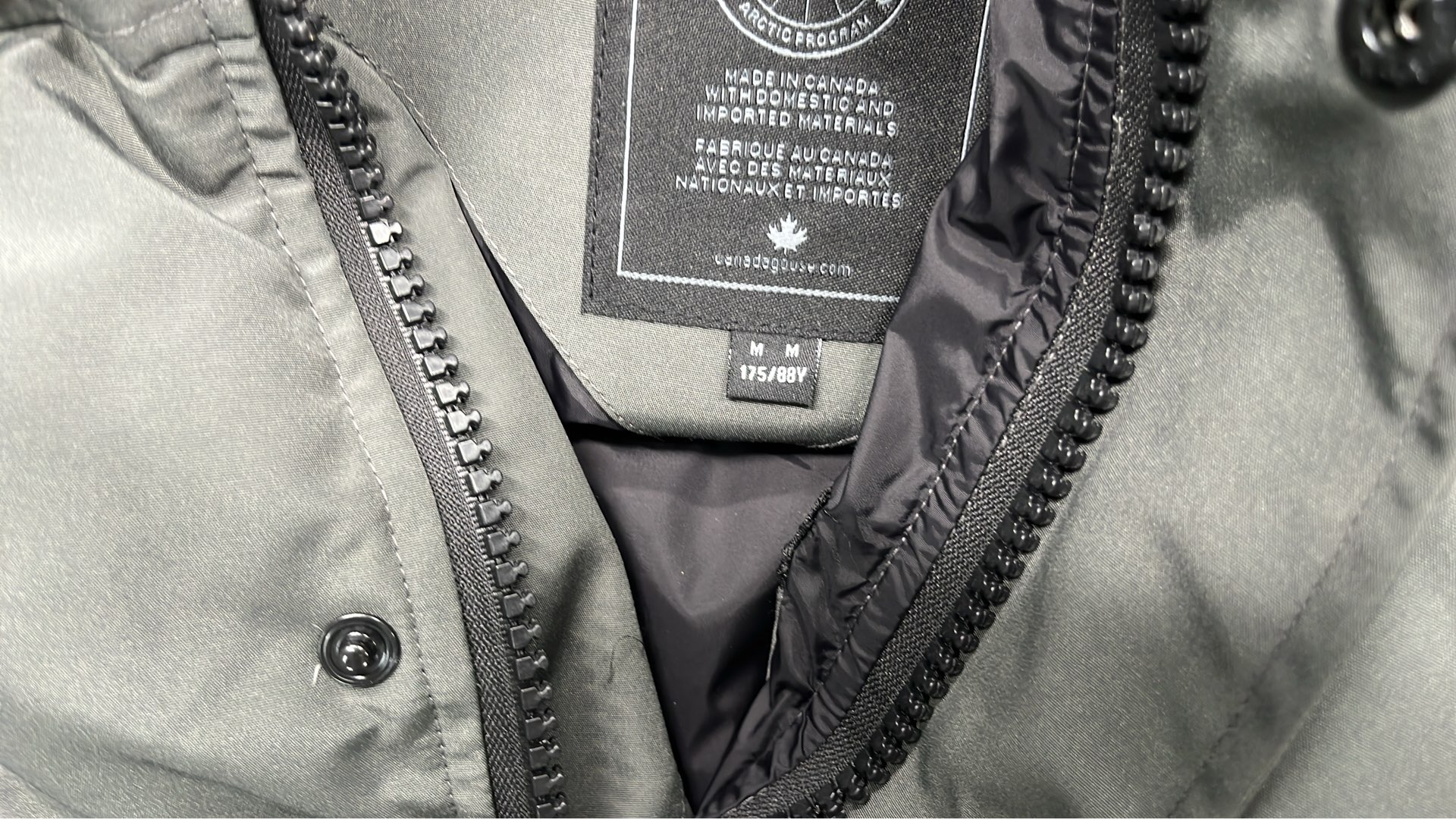 Men's Gray Down Jacket with Hood and Logo Patch