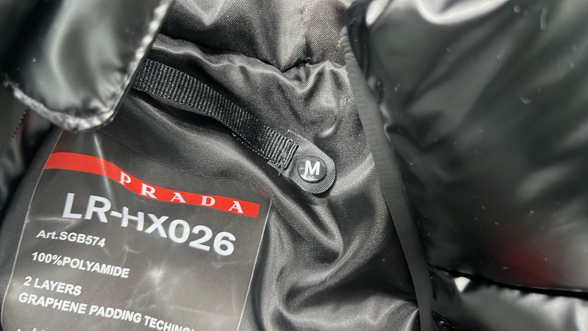 Prada Black Puffer Jacket with Hood and Logo Patch