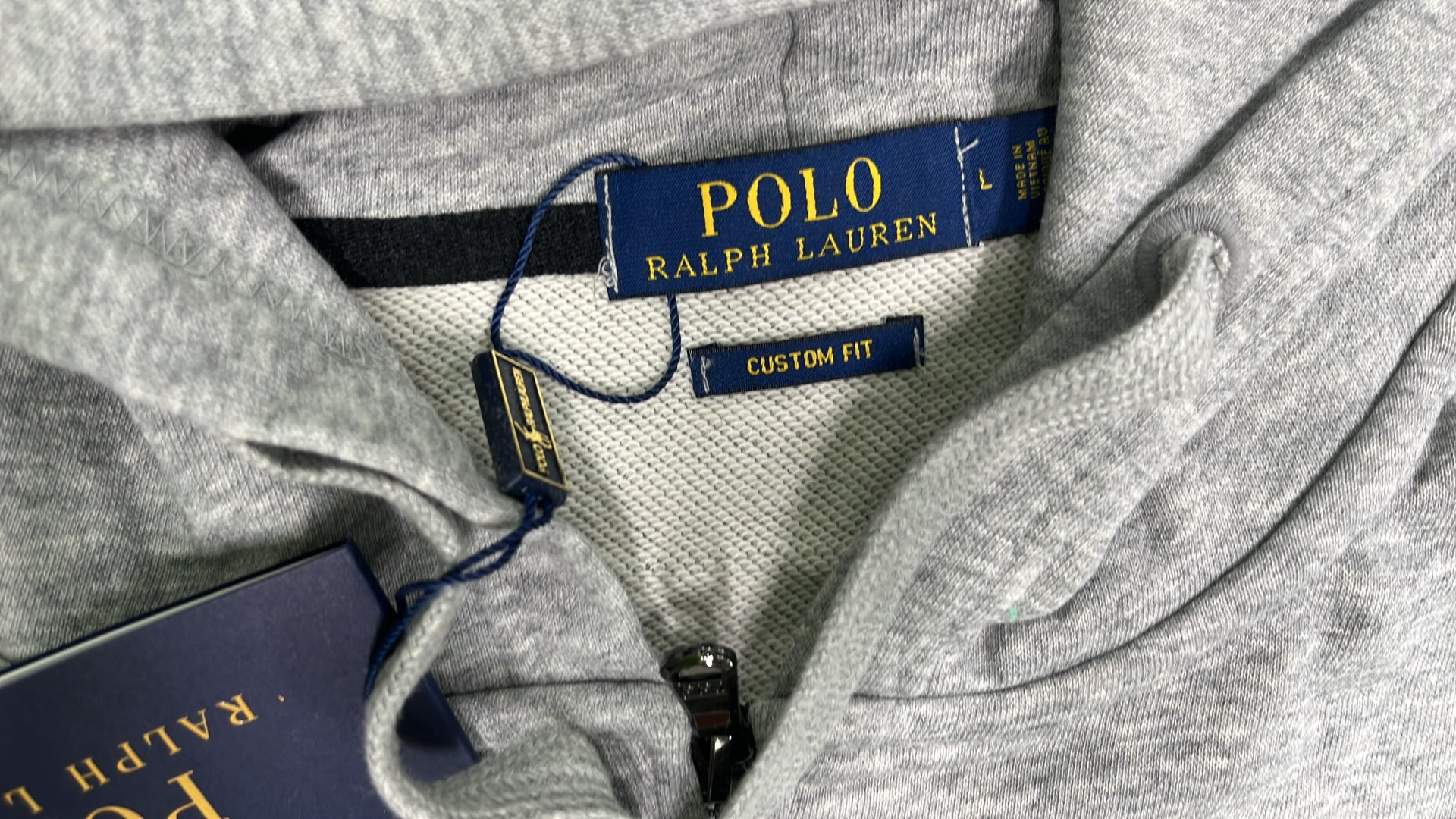 Navy Blue Full-Zip Hoodie with Red Pony Logo