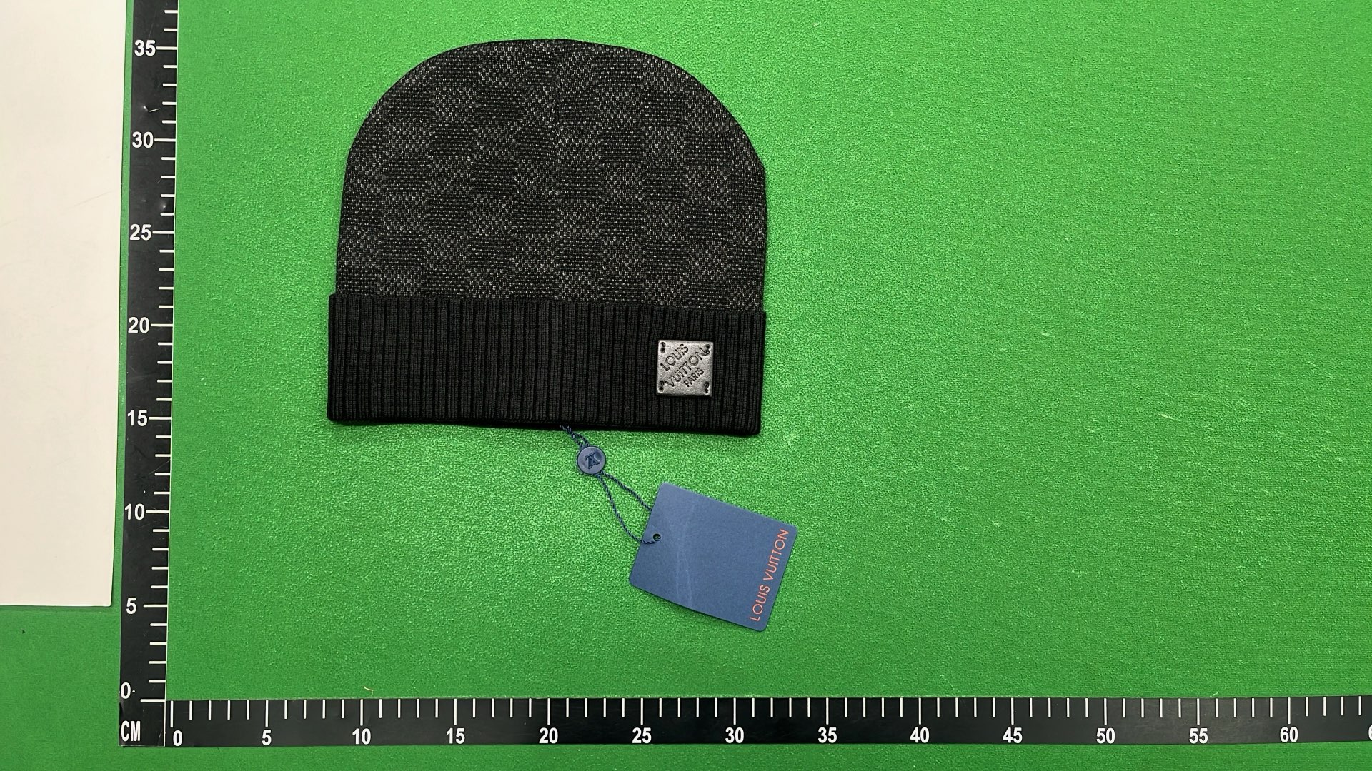 LV Monogram Beanie Hat with Logo Knit Design