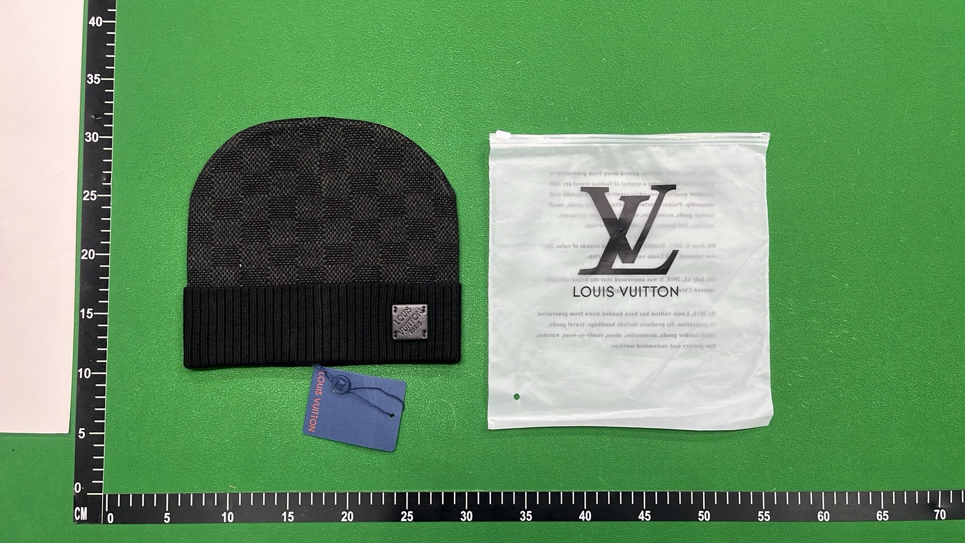 LV Monogram Beanie Hat with Logo Knit Design
