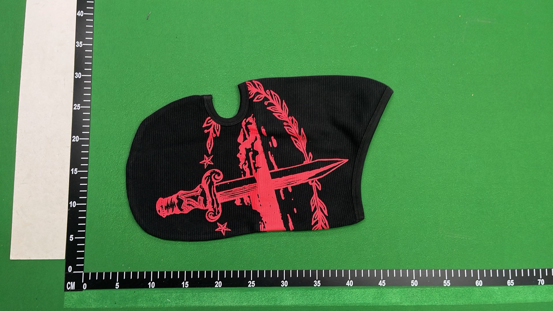 Black Balaclava with Red Graphic Design