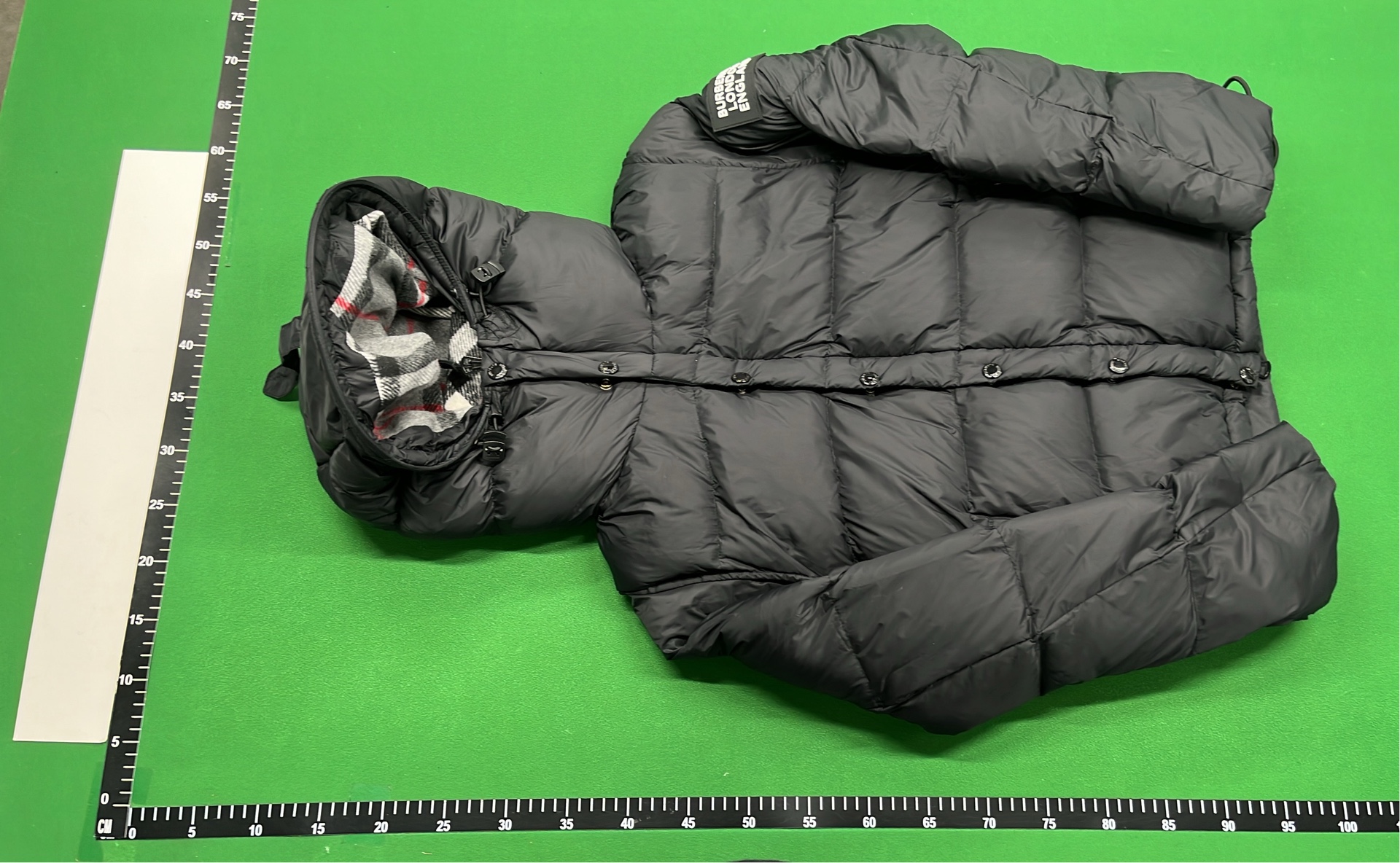 Burberry Black Down Jacket with Check Lining Hood