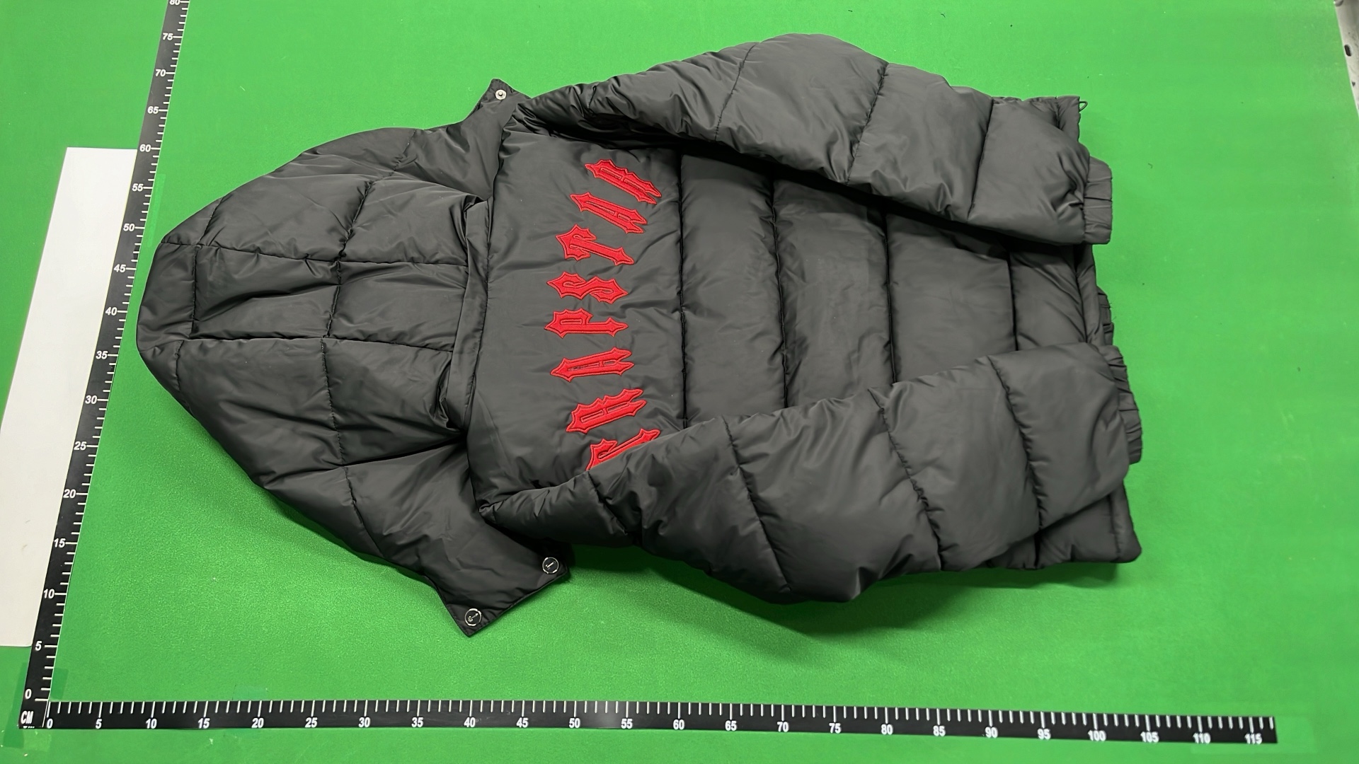 Trapstar Black Hooded Puffer Jacket with Red Logo