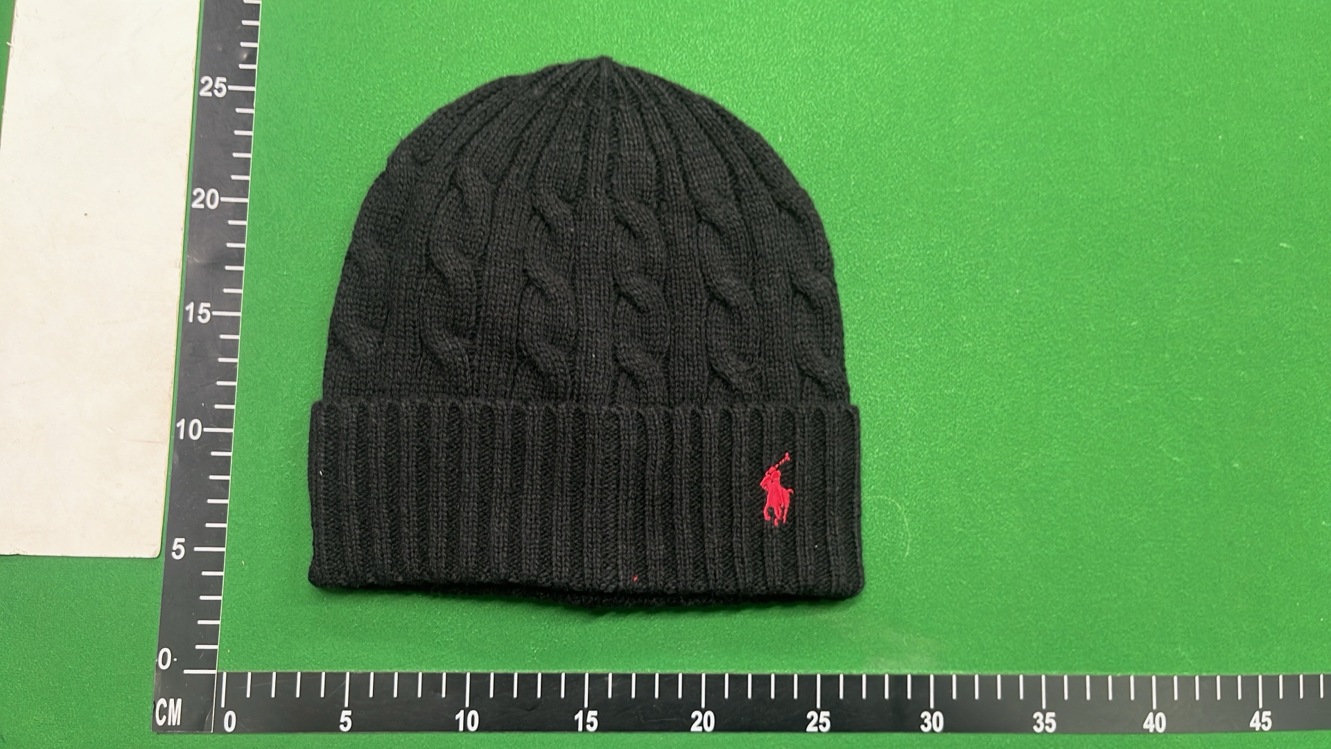 Cable Knit Beanie Hat with Embroidered Pony Logo