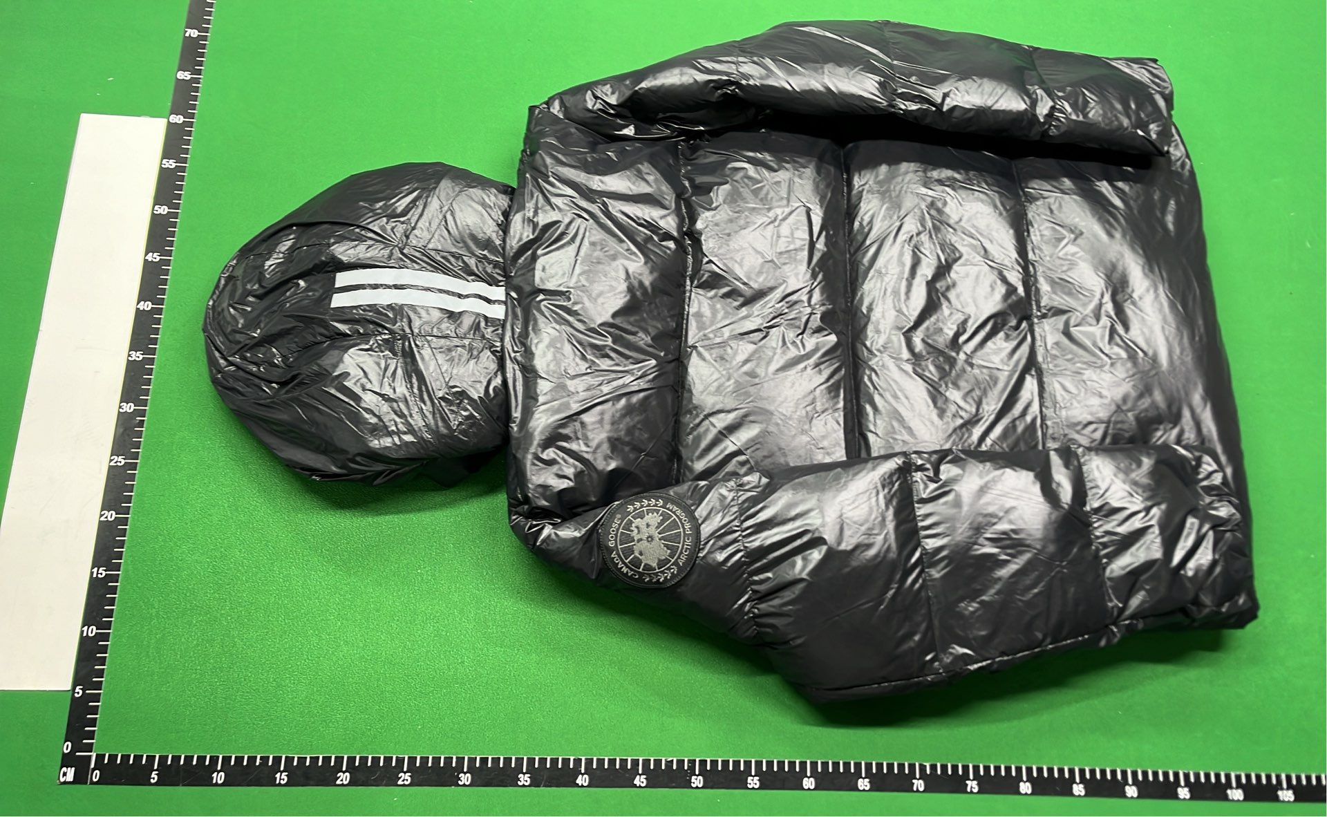 Canada Goose Black Puffer Jacket with Hood and Logo Patch