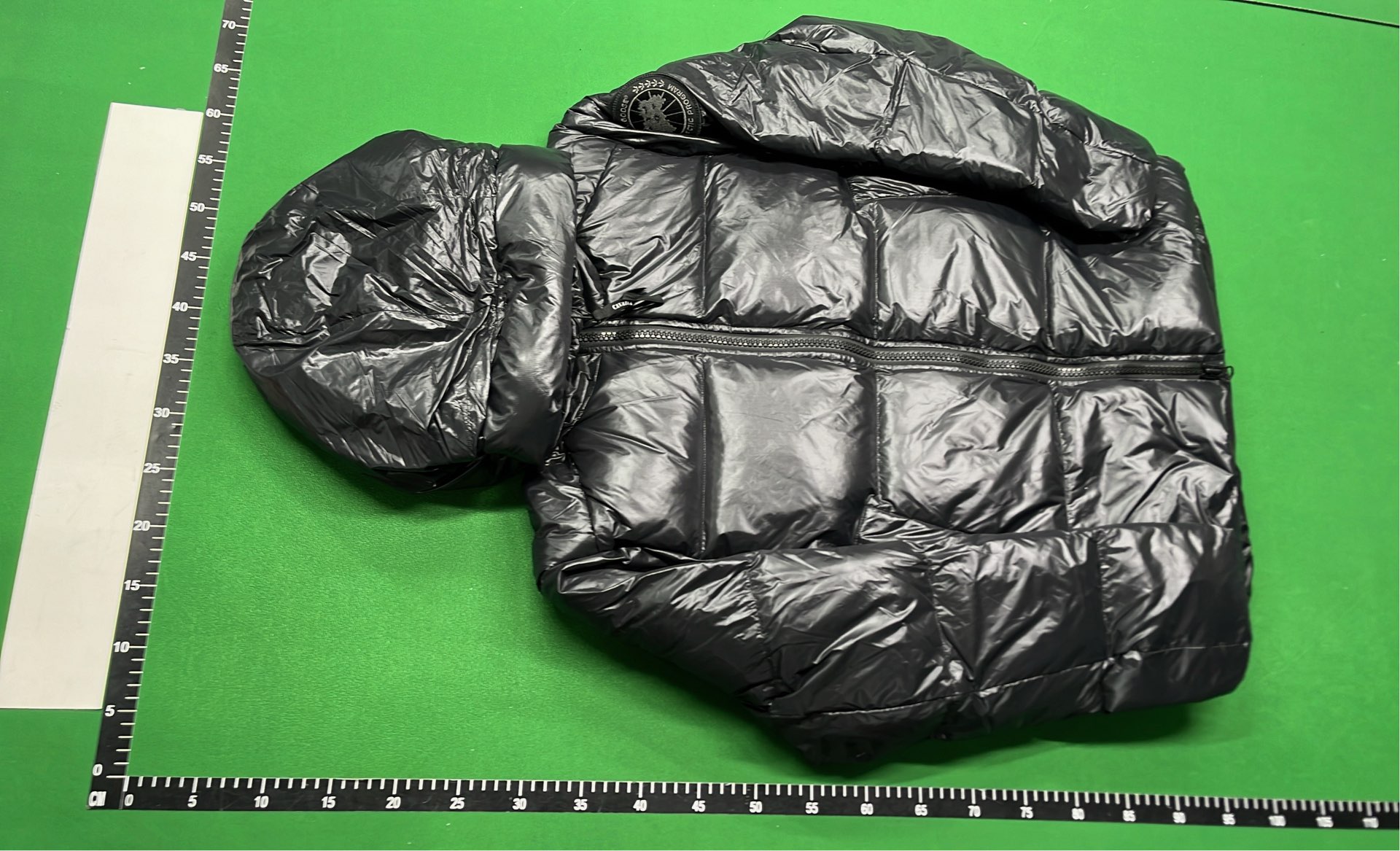 Canada Goose Black Puffer Jacket with Hood and Logo Patch