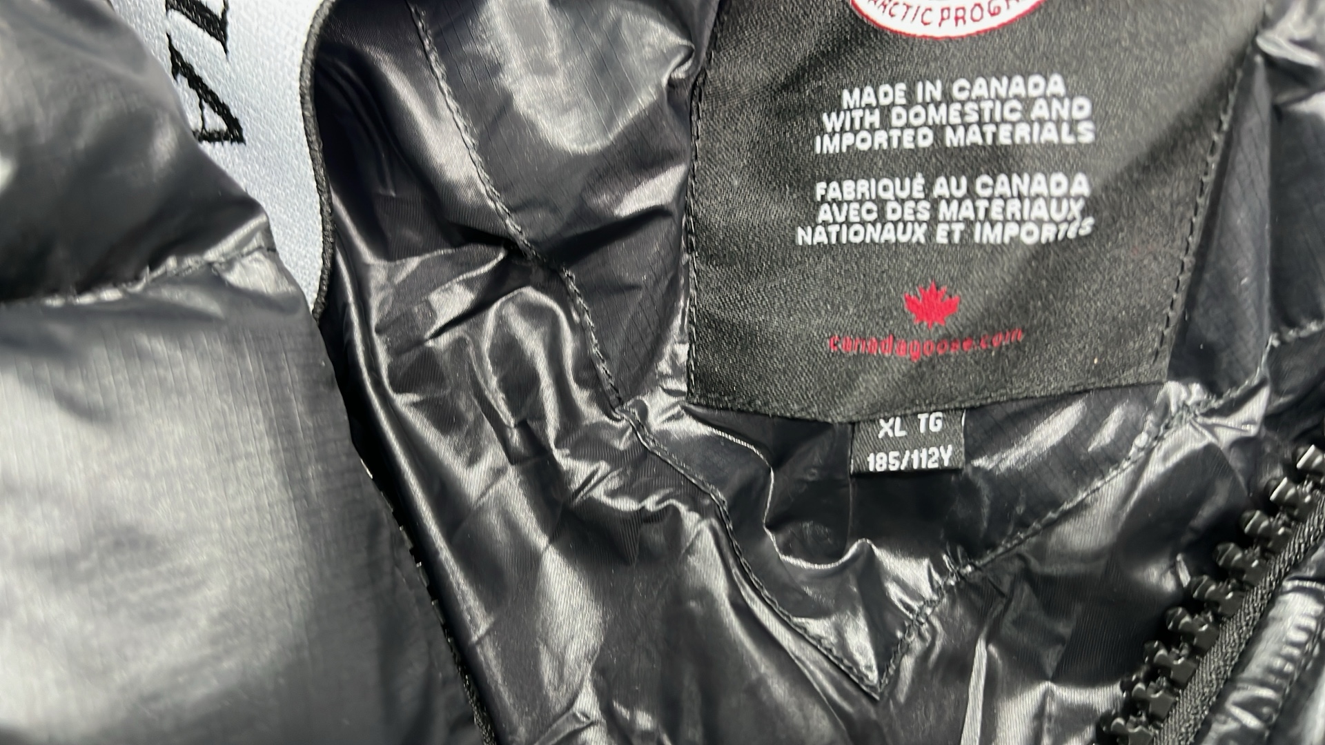 Canada Goose Black Puffer Jacket with Hood and Logo Patch