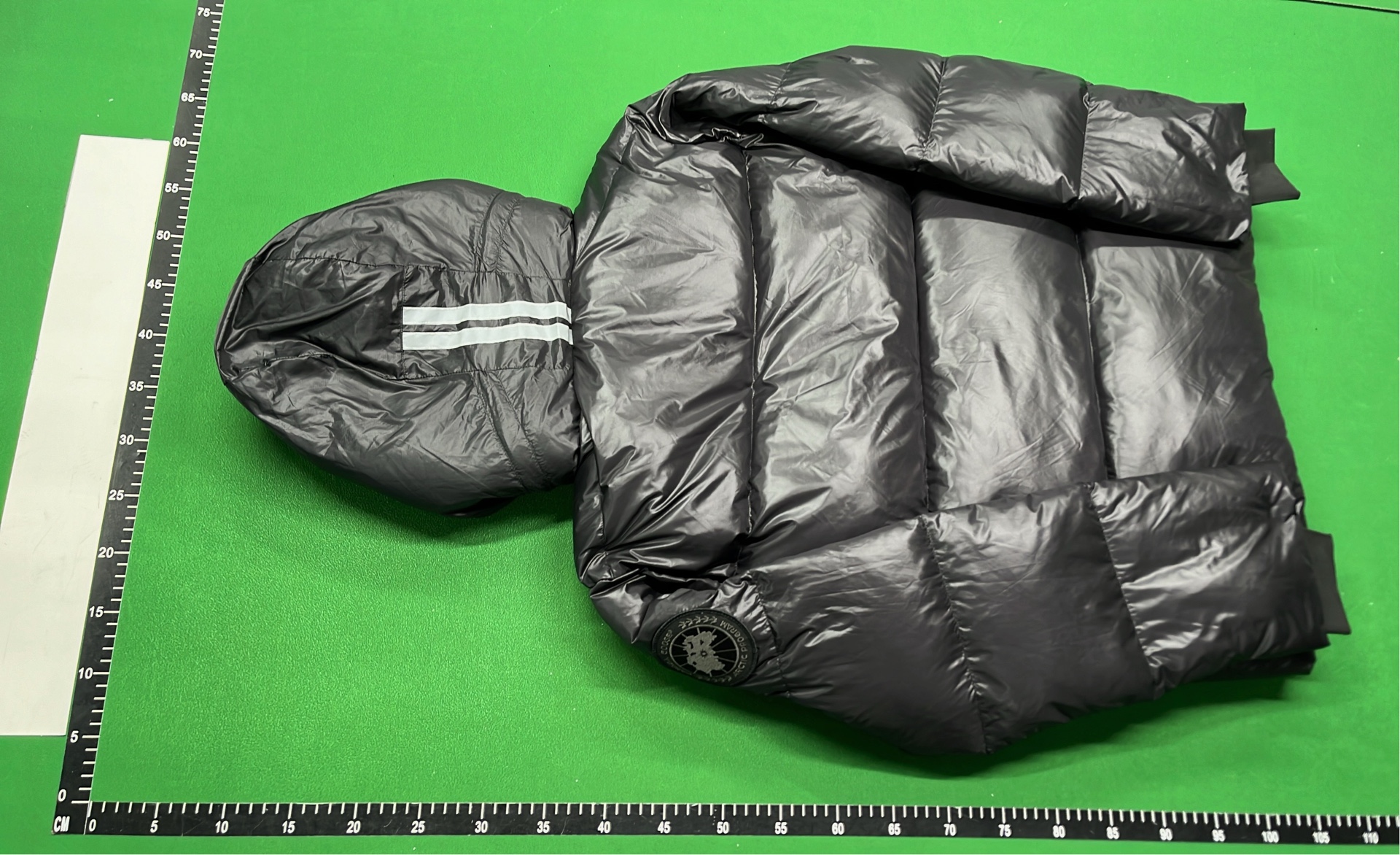 Canada Goose Black Puffer Jacket with Hood and Logo Patch