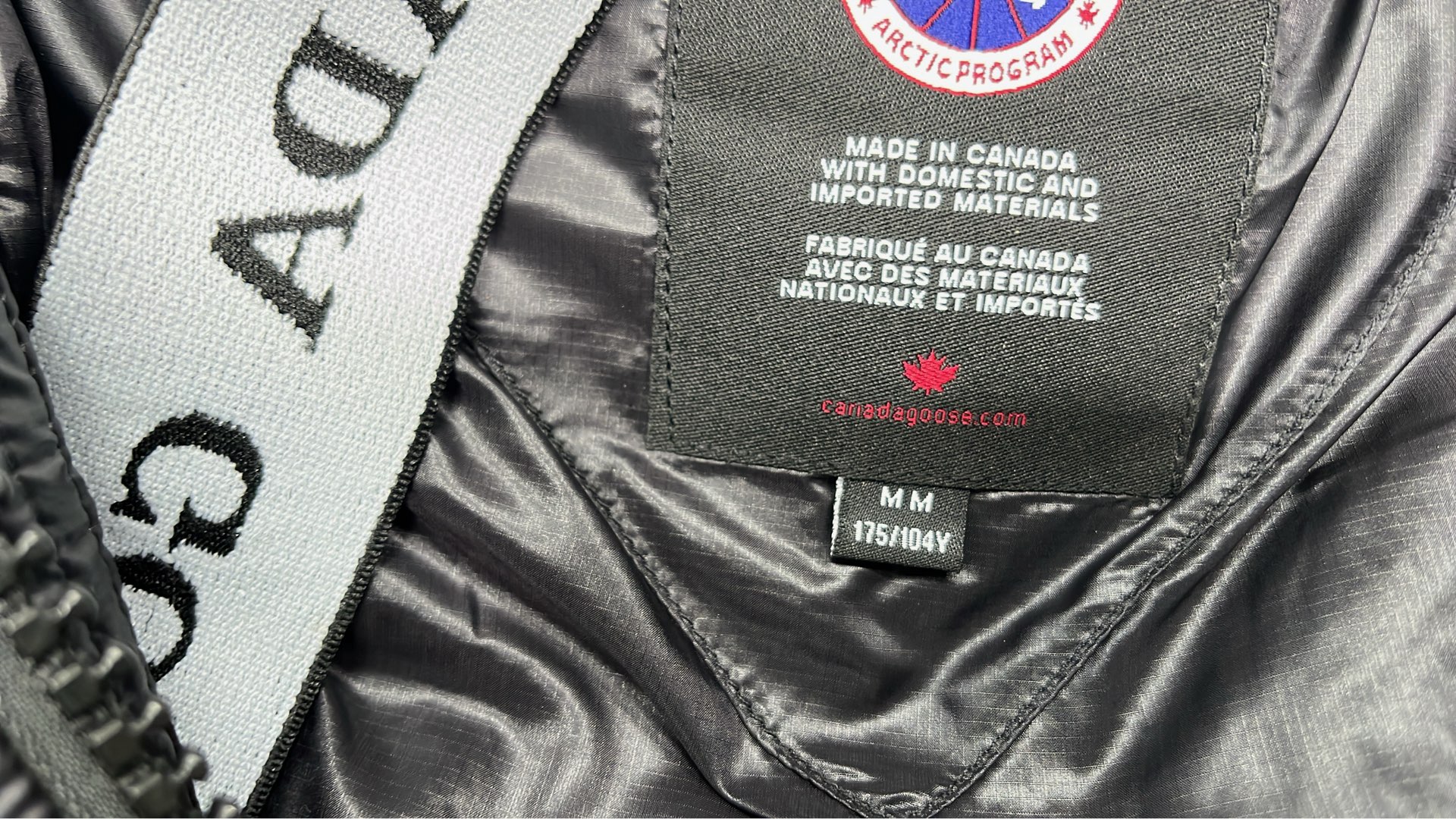 Canada Goose Black Puffer Jacket with Hood and Logo Patch