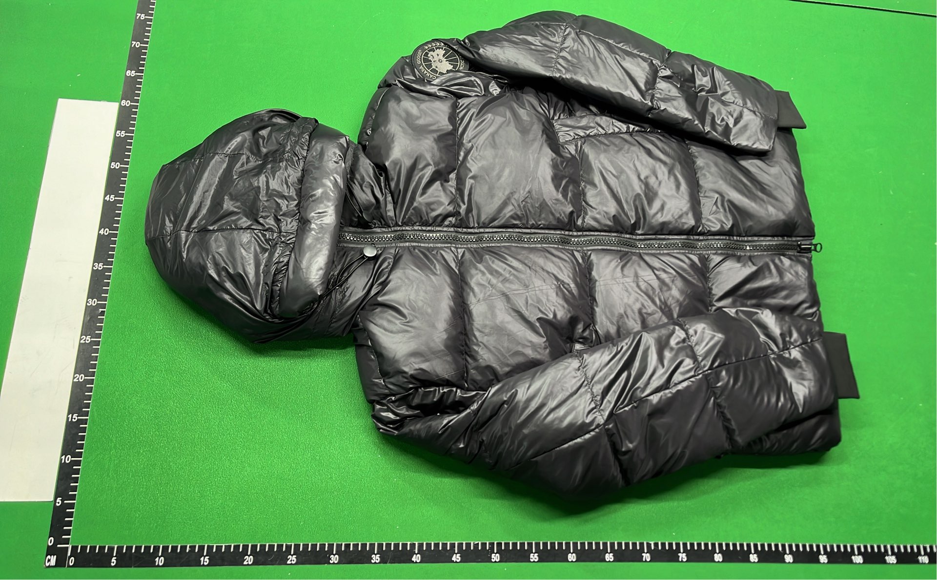 Canada Goose Black Puffer Jacket with Hood and Logo Patch