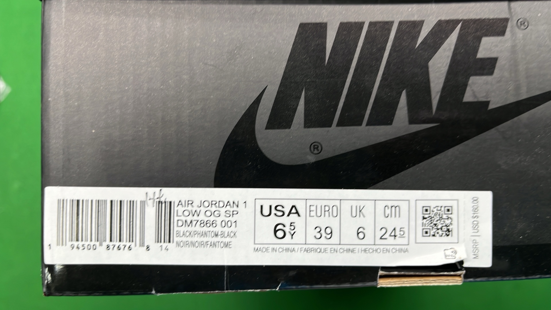 Air Jordan 1 Low OG Black White Olive Sneakers