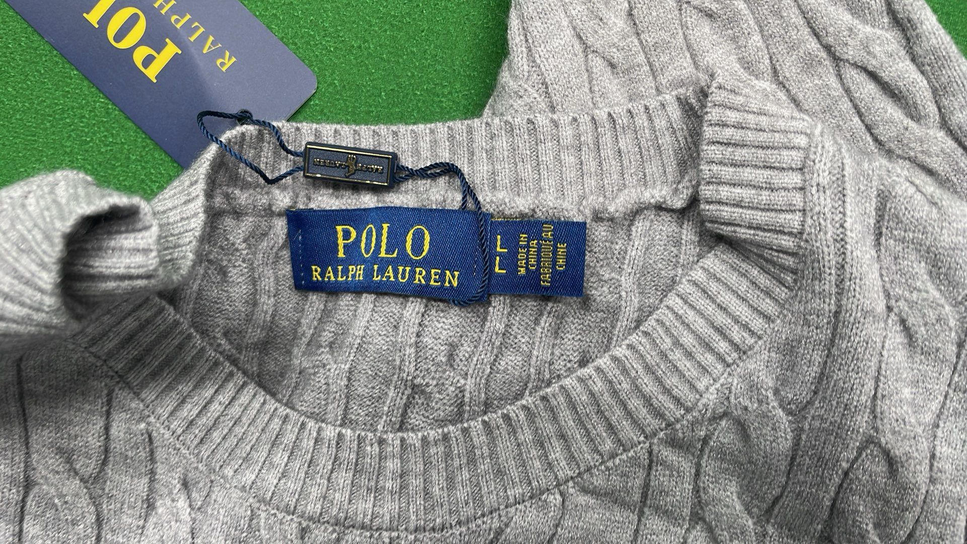 Men's Cable Knit Crewneck Sweater in Light Blue