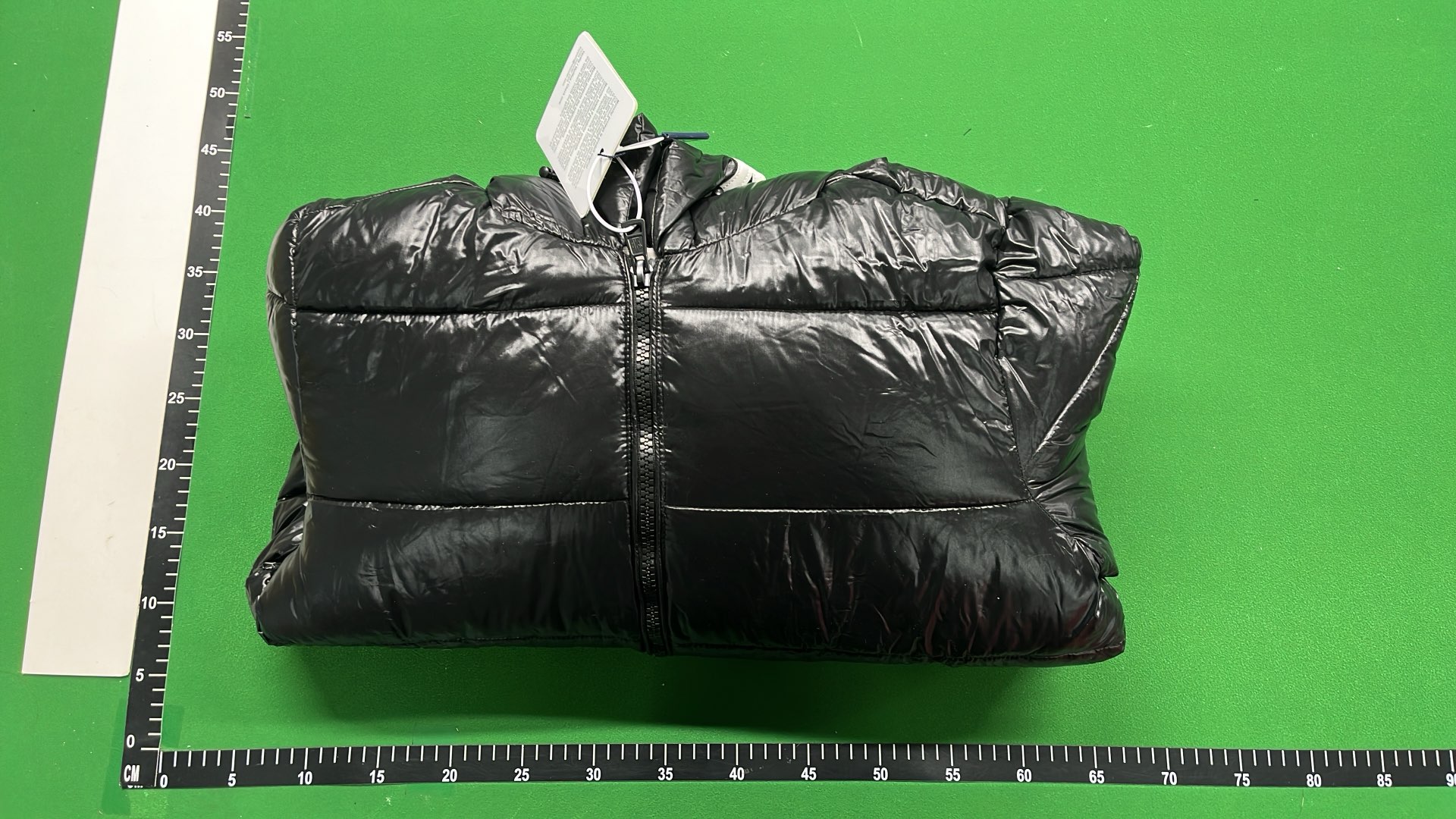 Moncler Black Puffer Jacket with Hood and Red-White Stripe