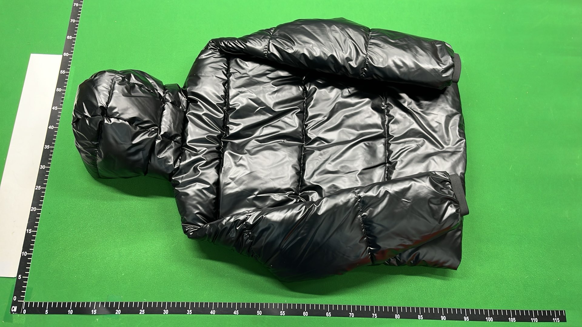 Prada Black Nylon Down Jacket with Hood and Red Logo Strip
