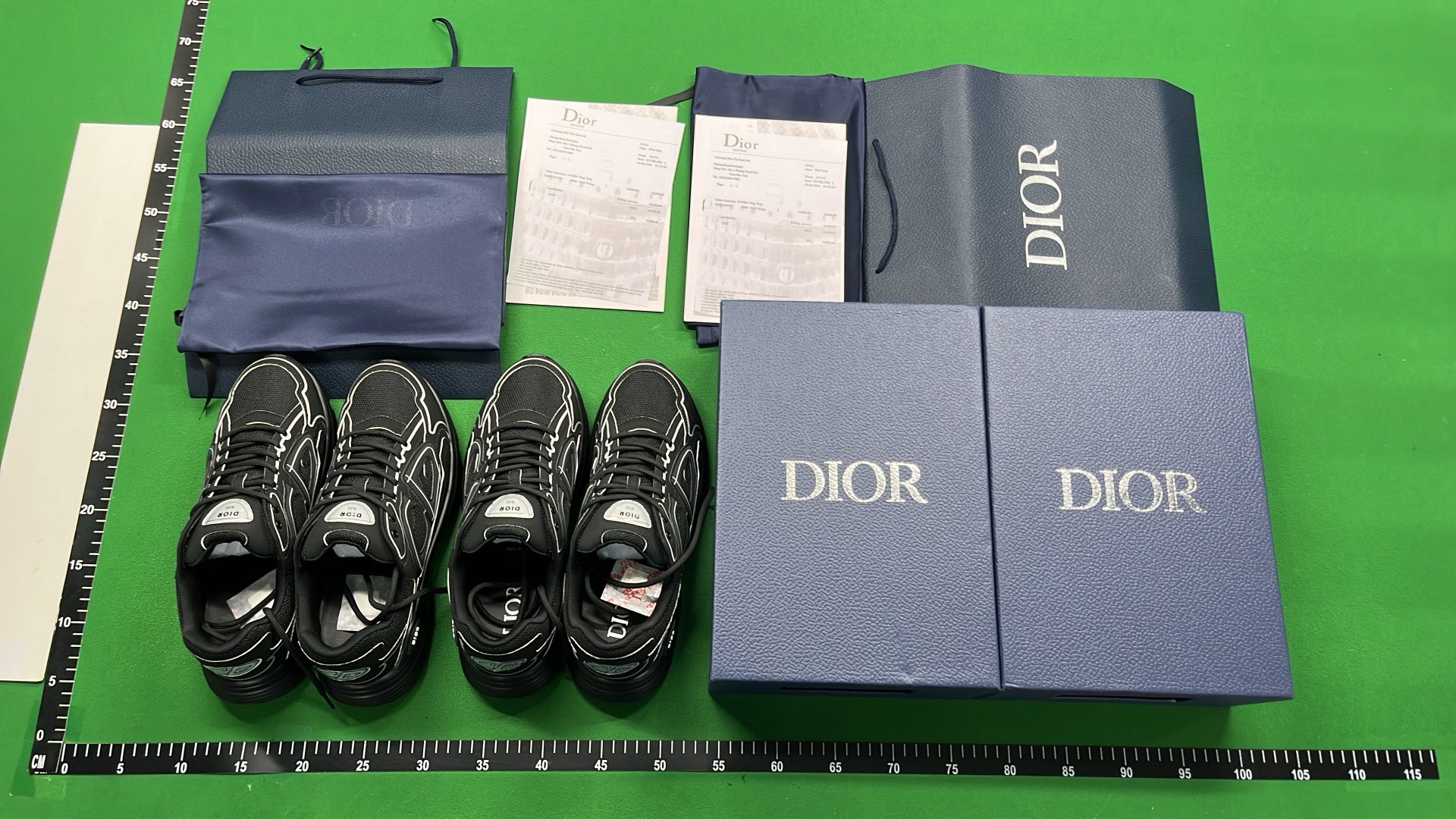 Dior Men's Sneakers - Black, White, Orange & Blue Athletic Shoes