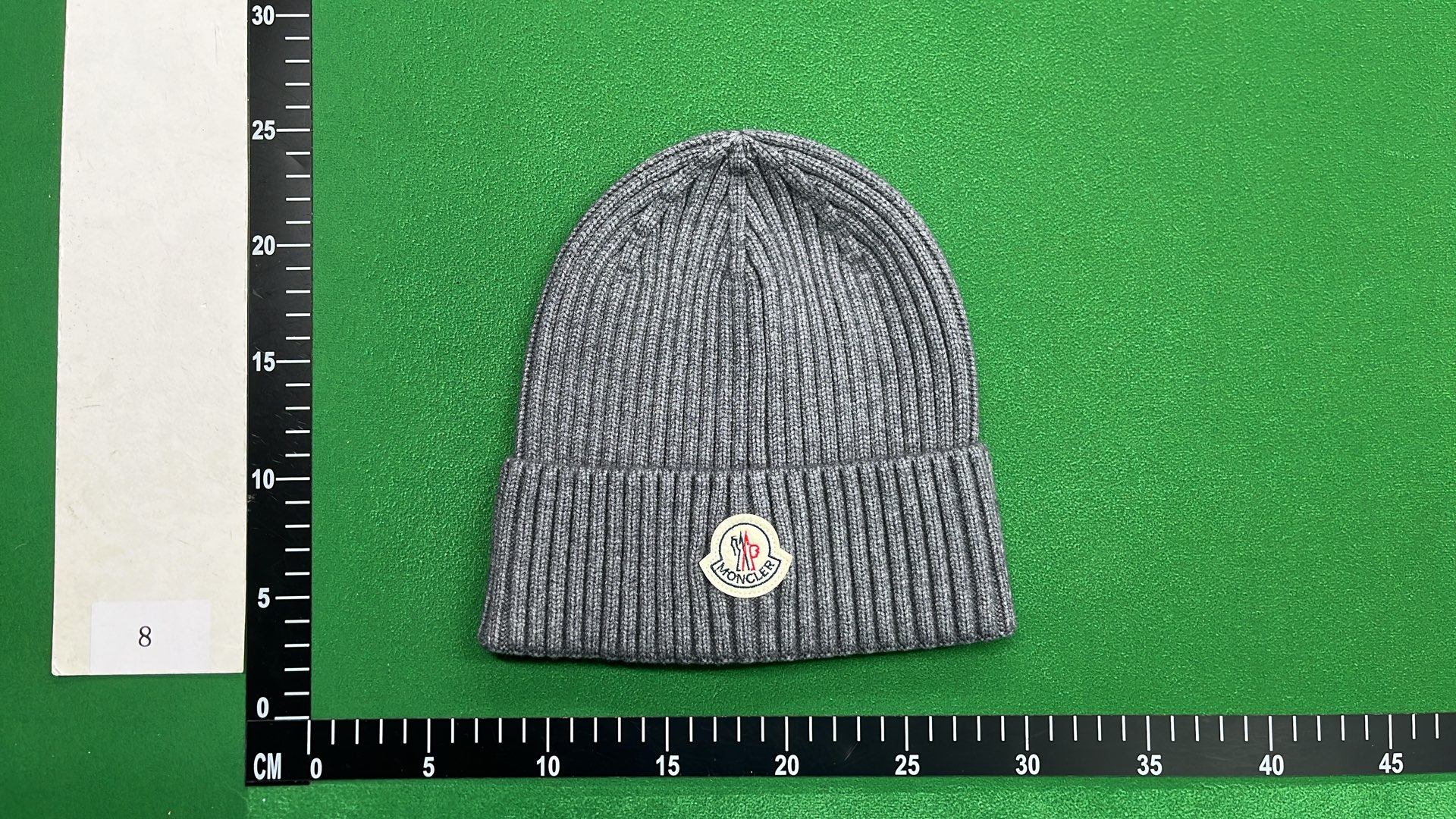 Moncler Black Ribbed Beanie Hat with Logo Patch