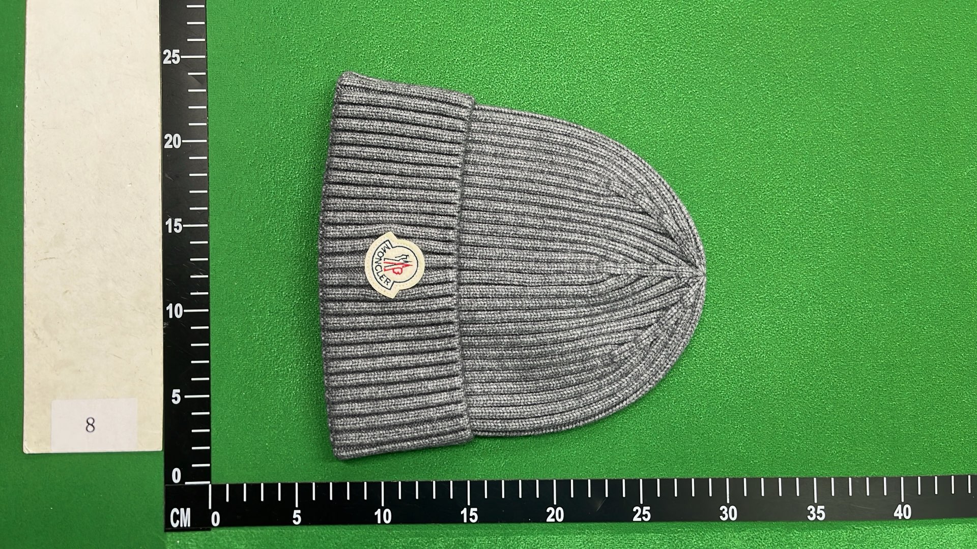 Moncler Black Ribbed Beanie Hat with Logo Patch