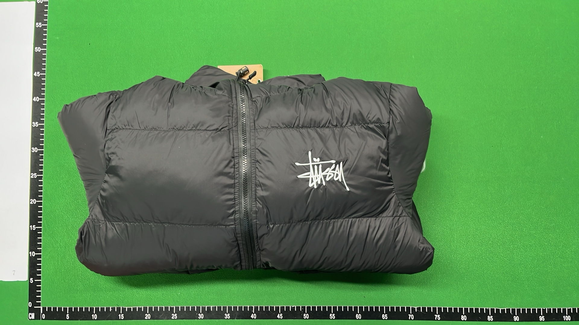 Stussy Black Puffer Jacket with Hood and Logo