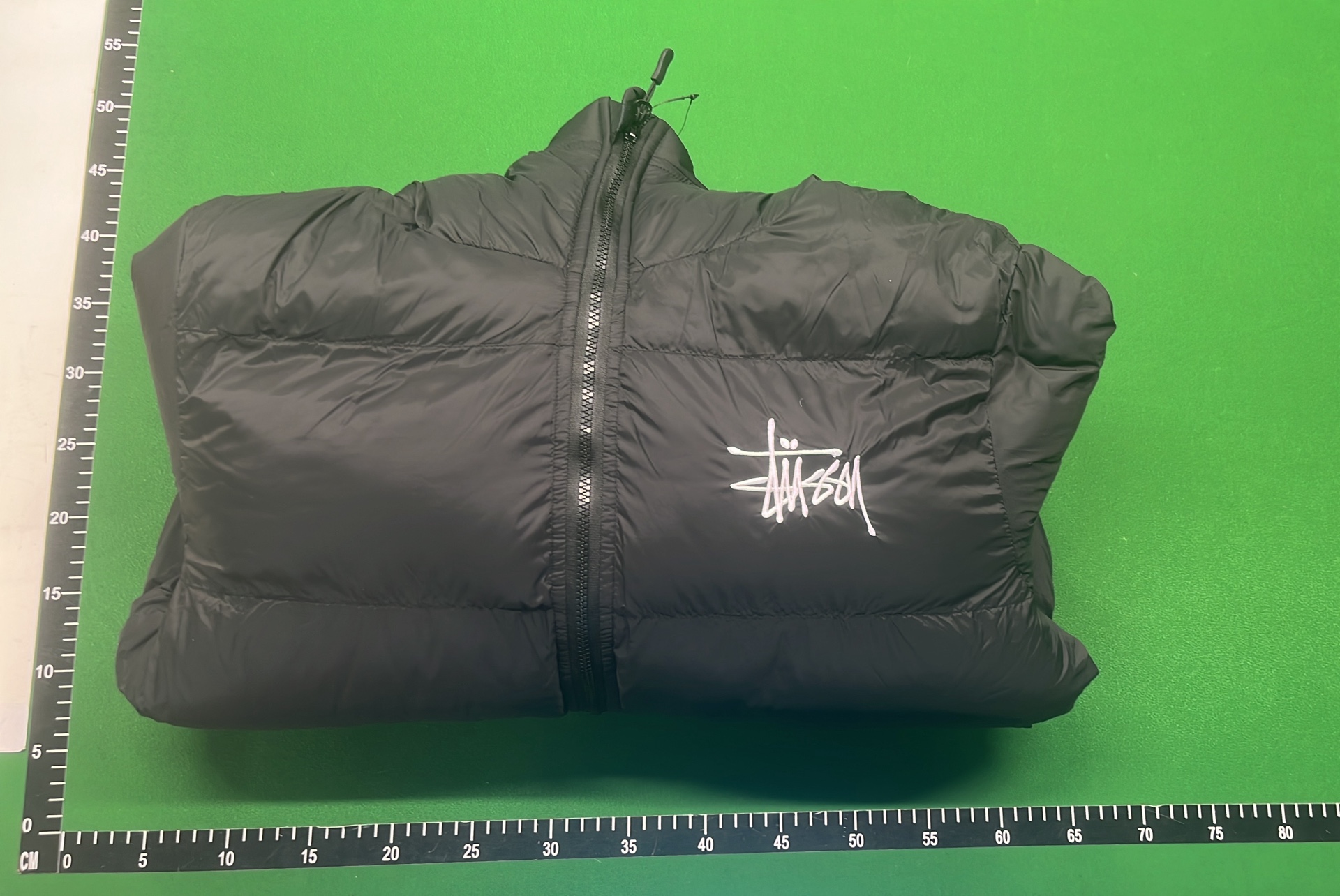 Stussy Black Puffer Jacket with Hood and Logo