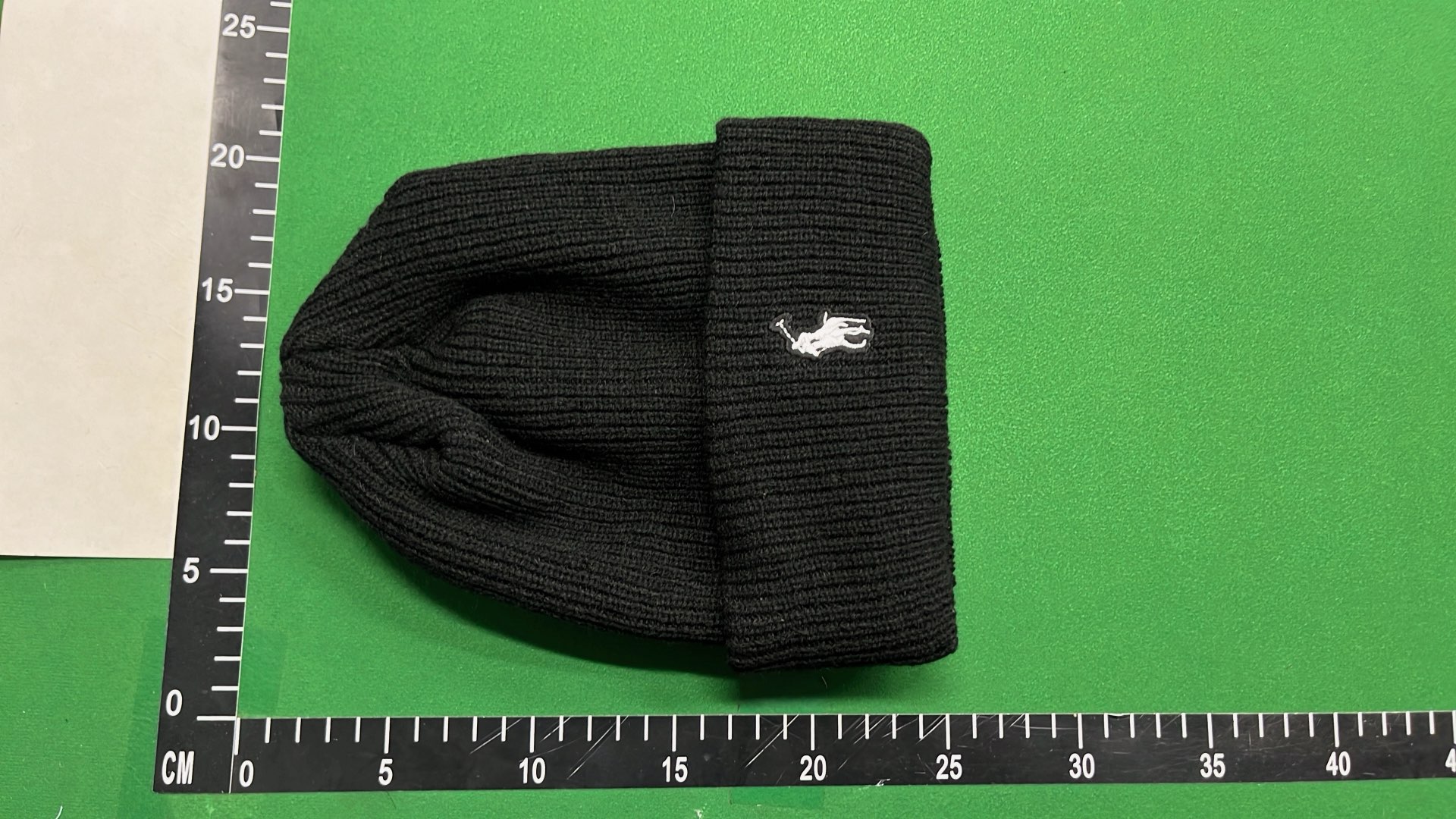 Green Ribbed Knit Beanie with Polo Player Logo