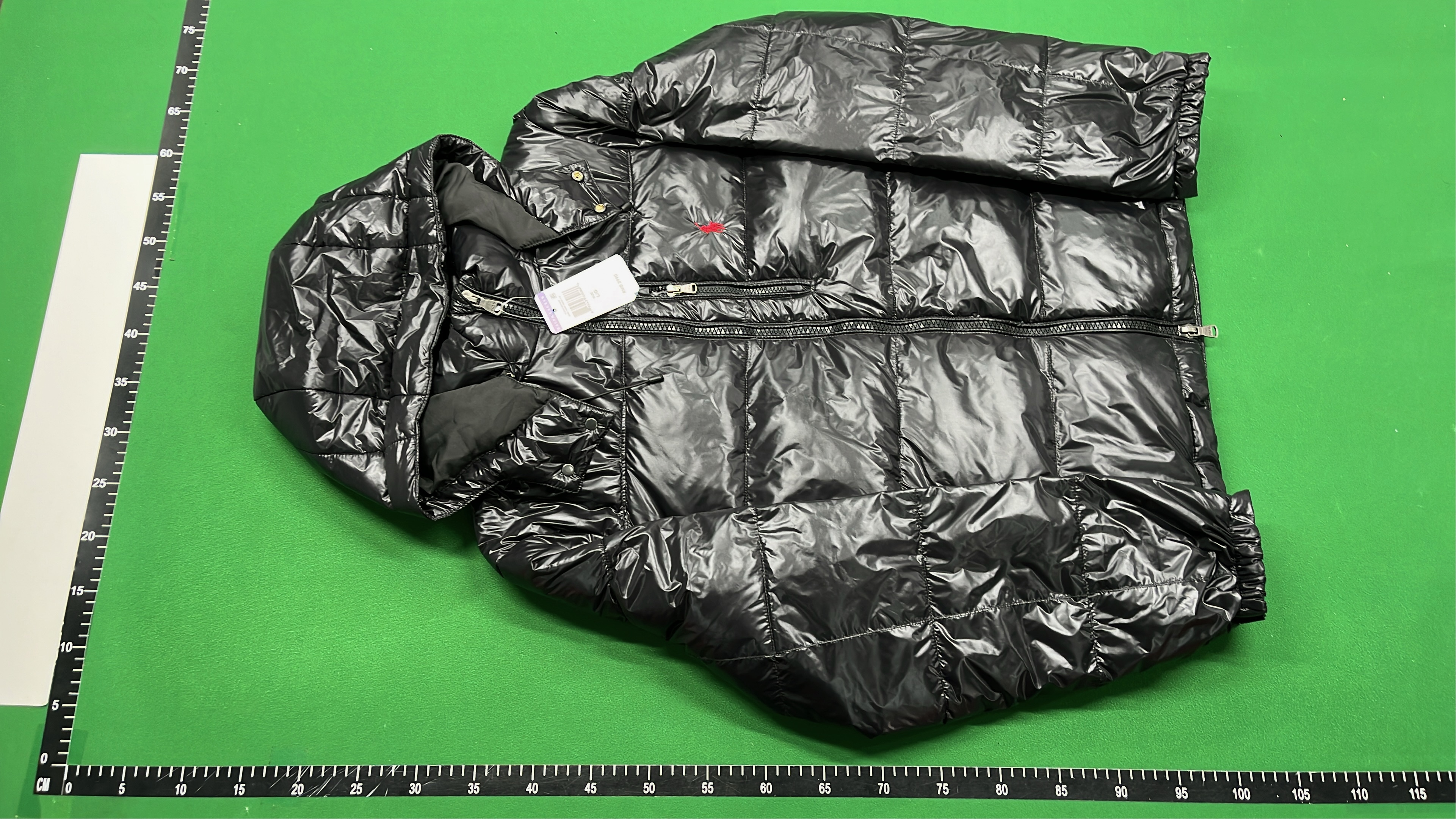 Men's Navy Blue Puffer Jacket with Hood and Logo