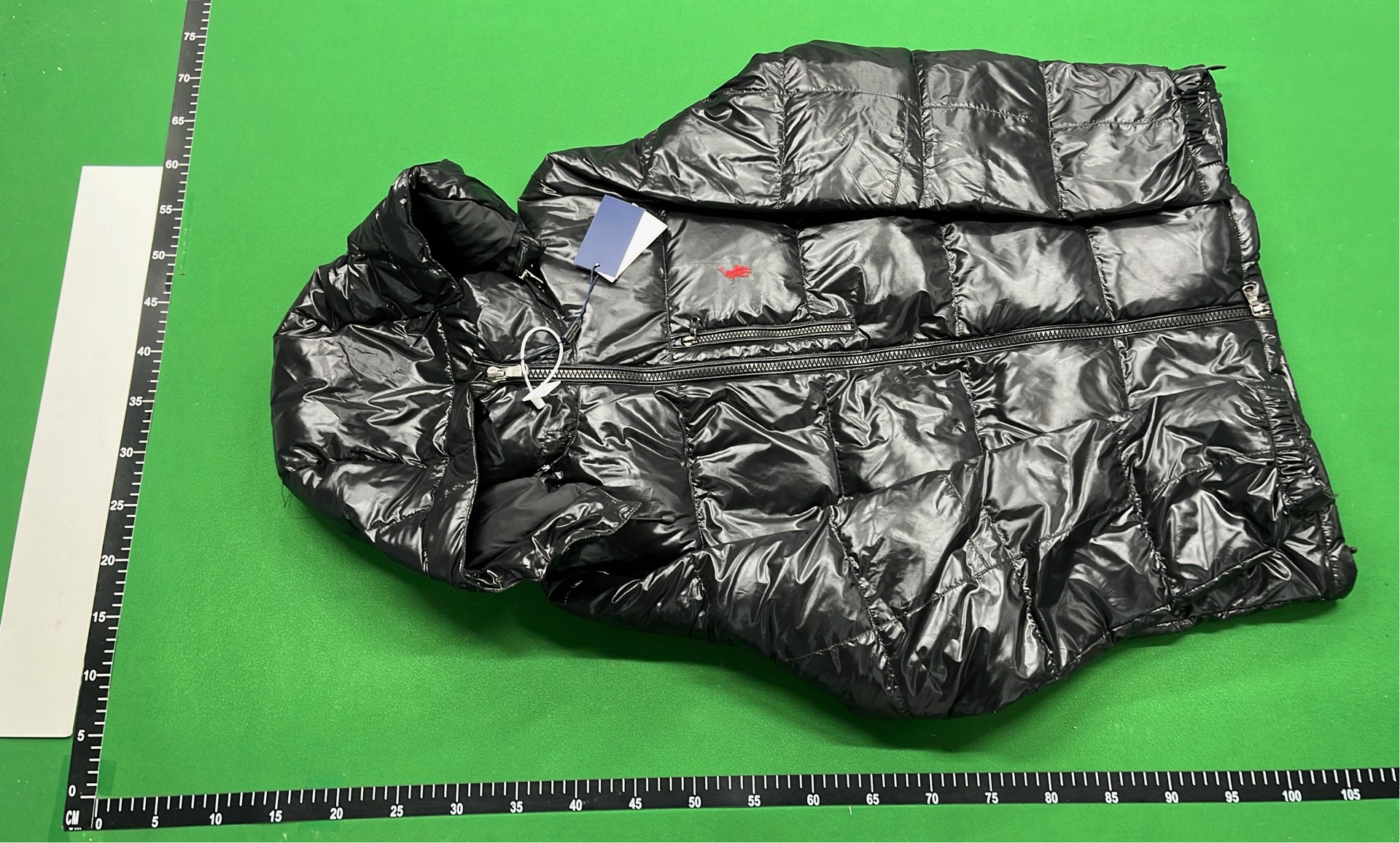 Men's Navy Blue Puffer Jacket with Hood and Logo
