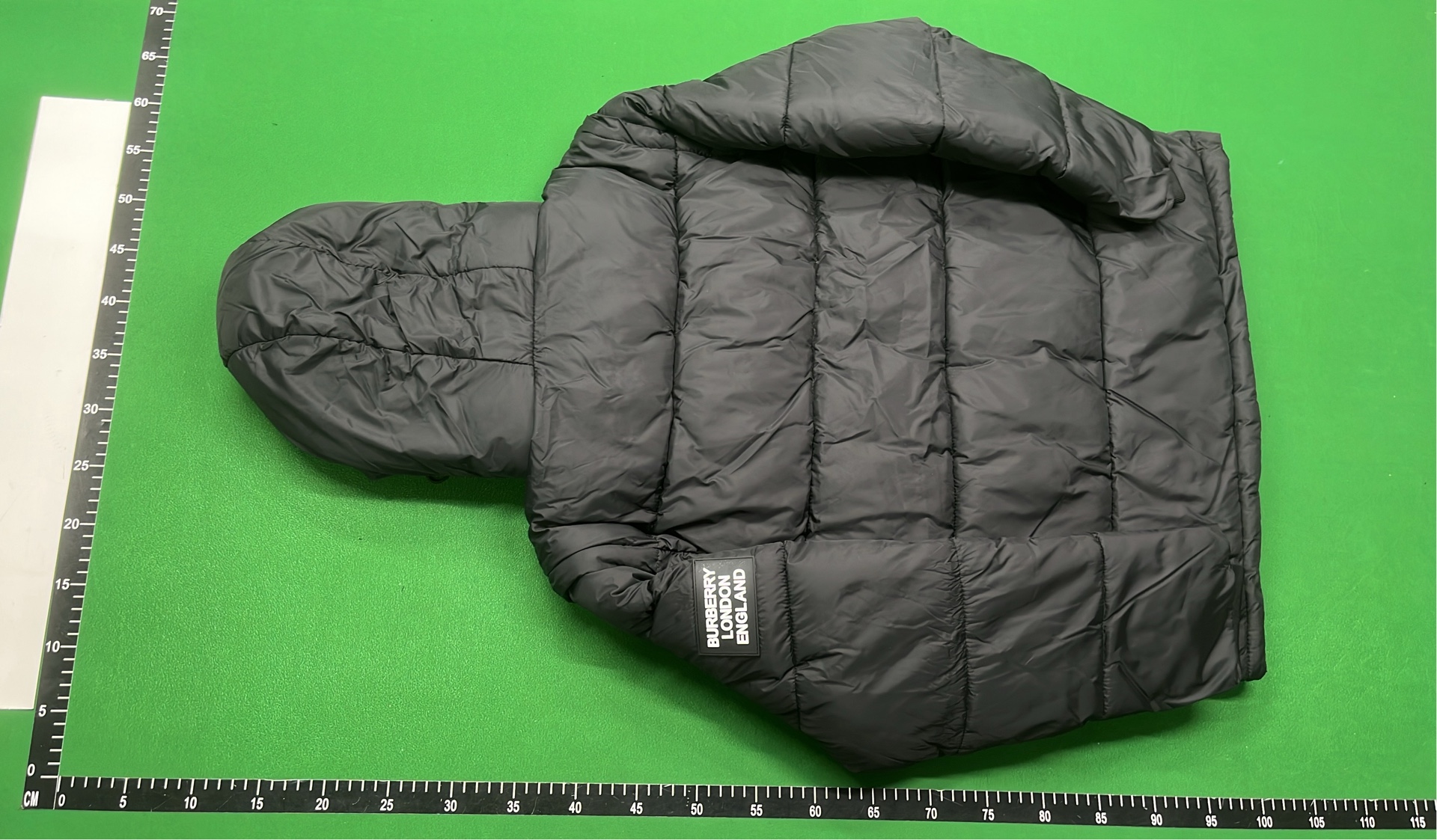 Burberry Black Puffer Jacket with Check Lining and Logo Patch