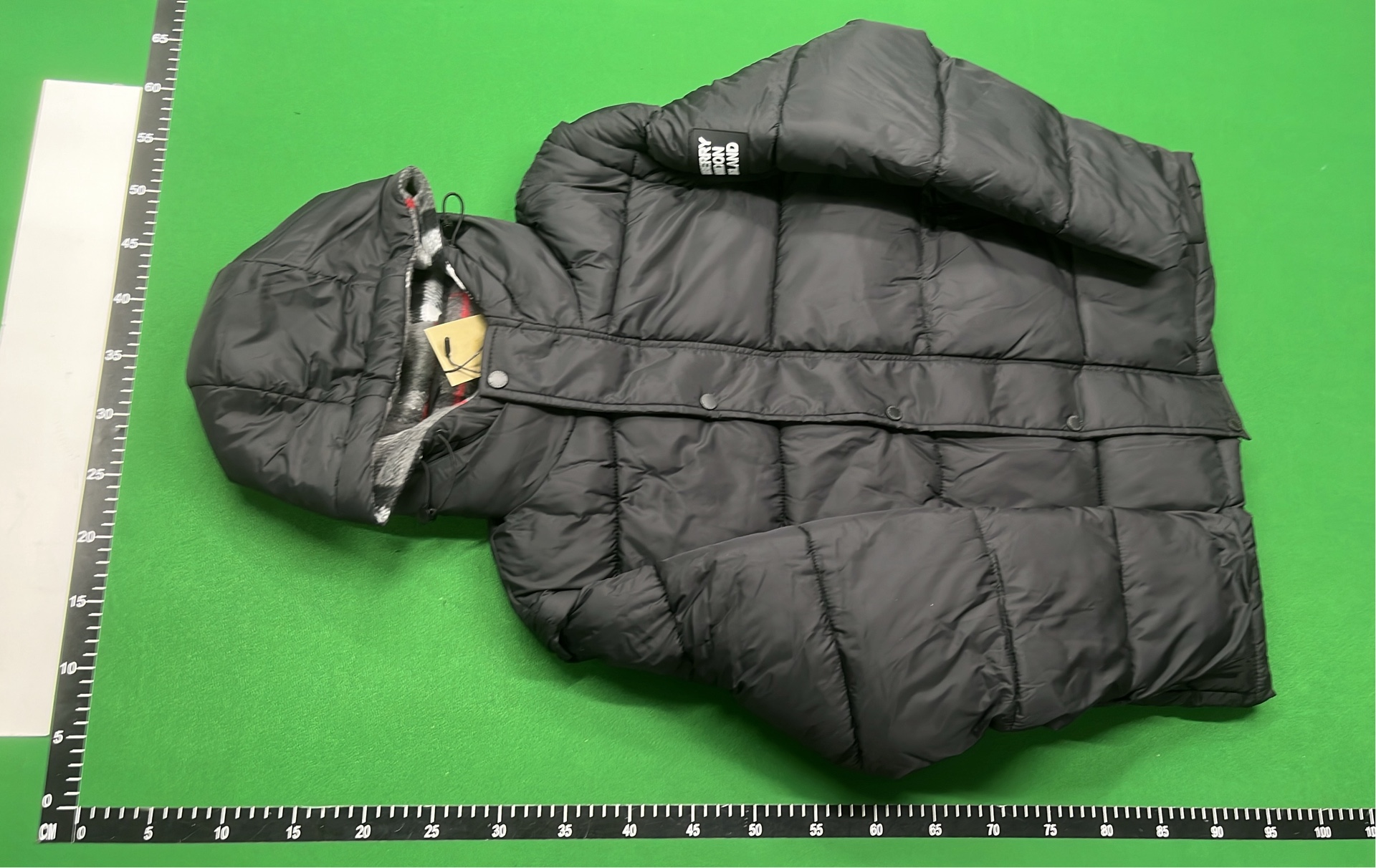Burberry Black Puffer Jacket with Check Lining and Logo Patch