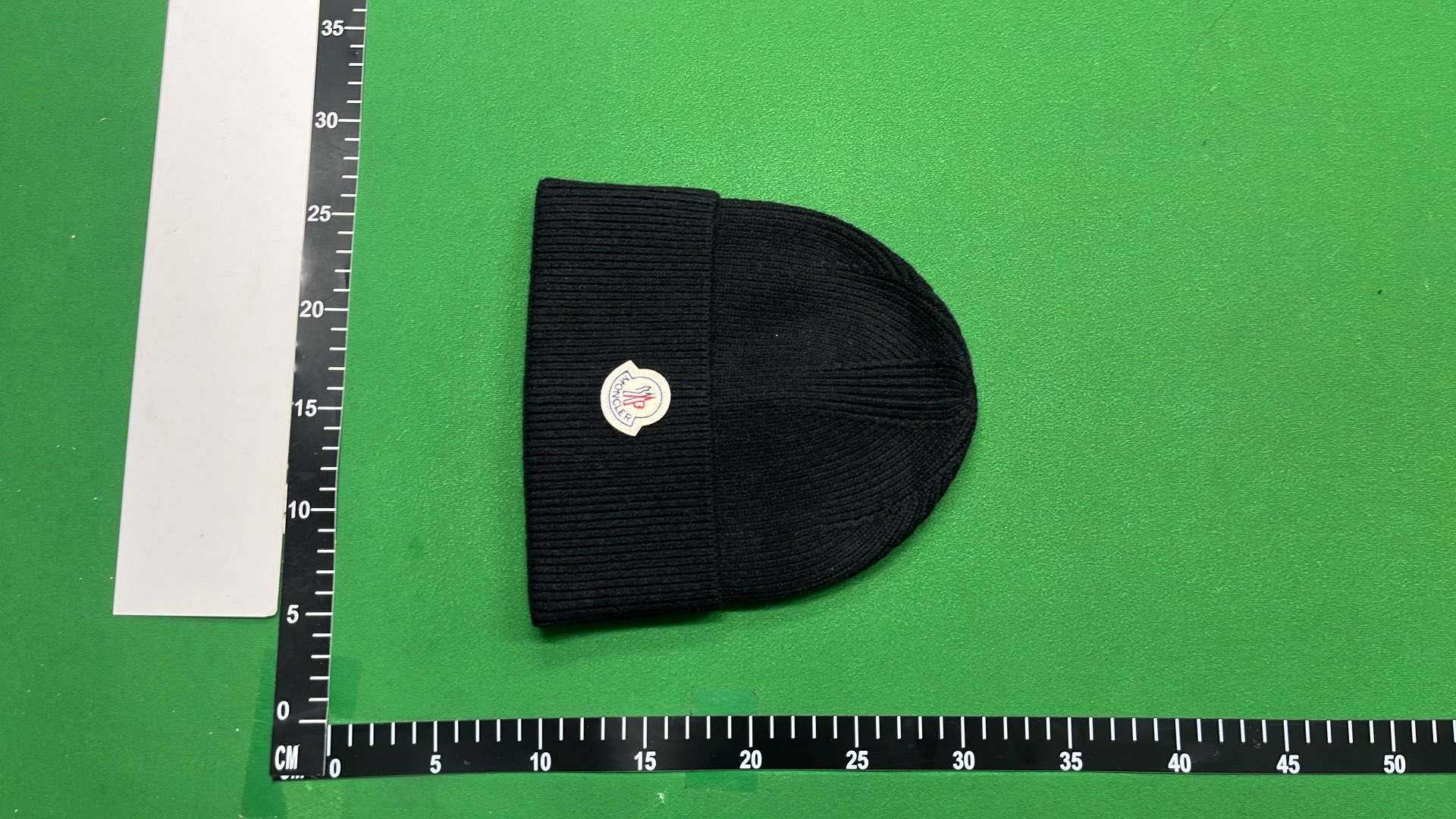 Moncler Black Knit Beanie with Logo Patch