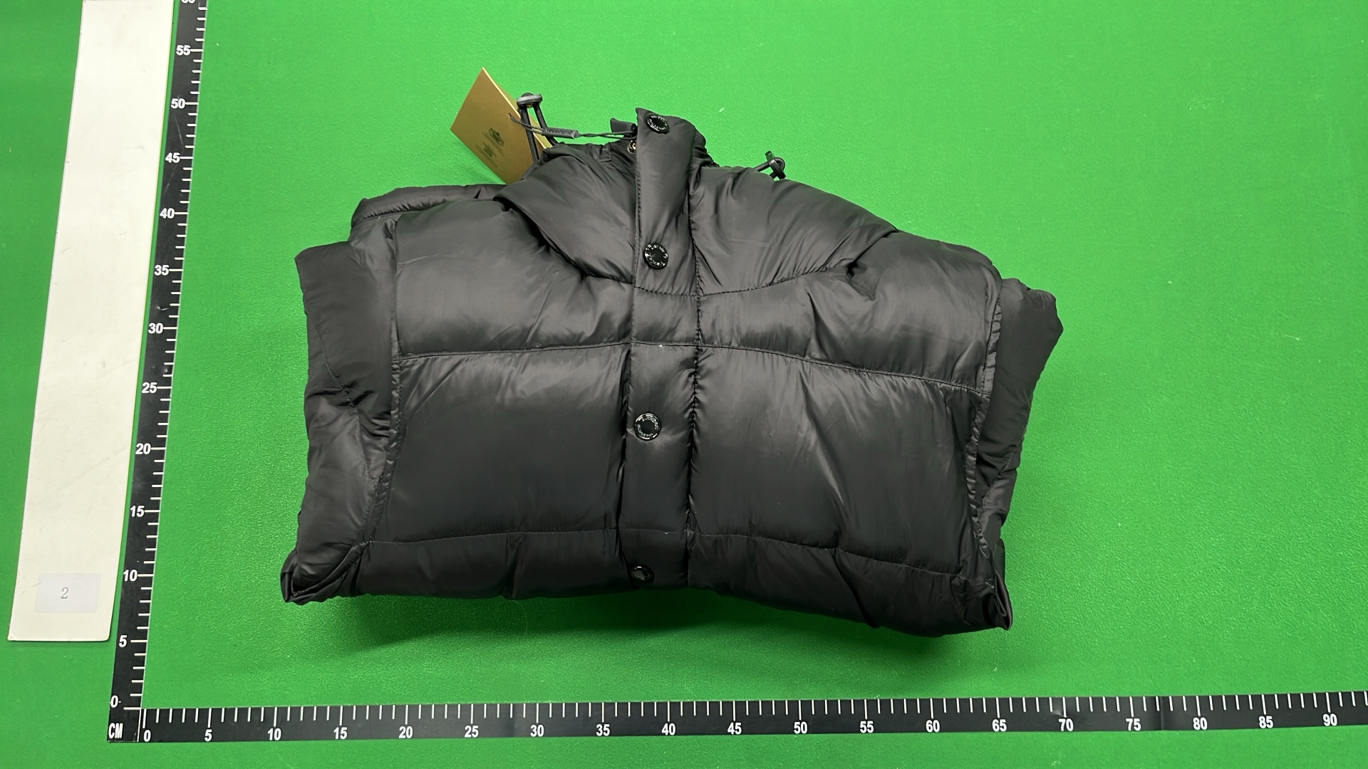 Black Puffer Jacket with Hood and Plaid Lining