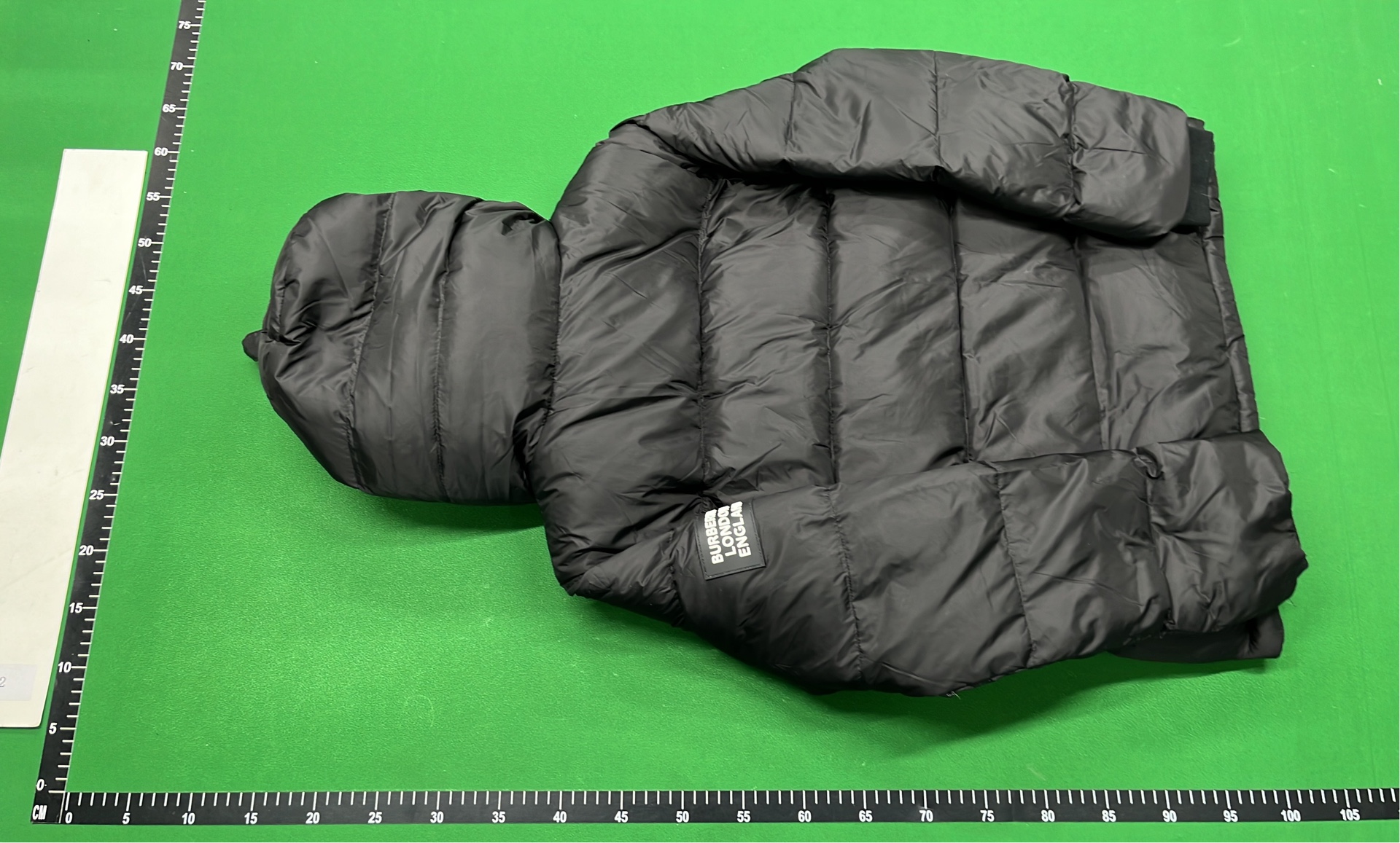 Black Puffer Jacket with Hood and Plaid Lining