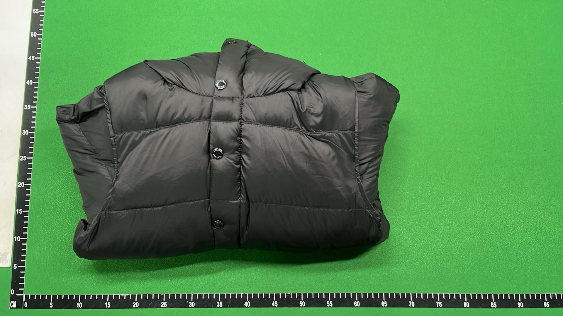 Black Puffer Jacket with Hood and Plaid Lining