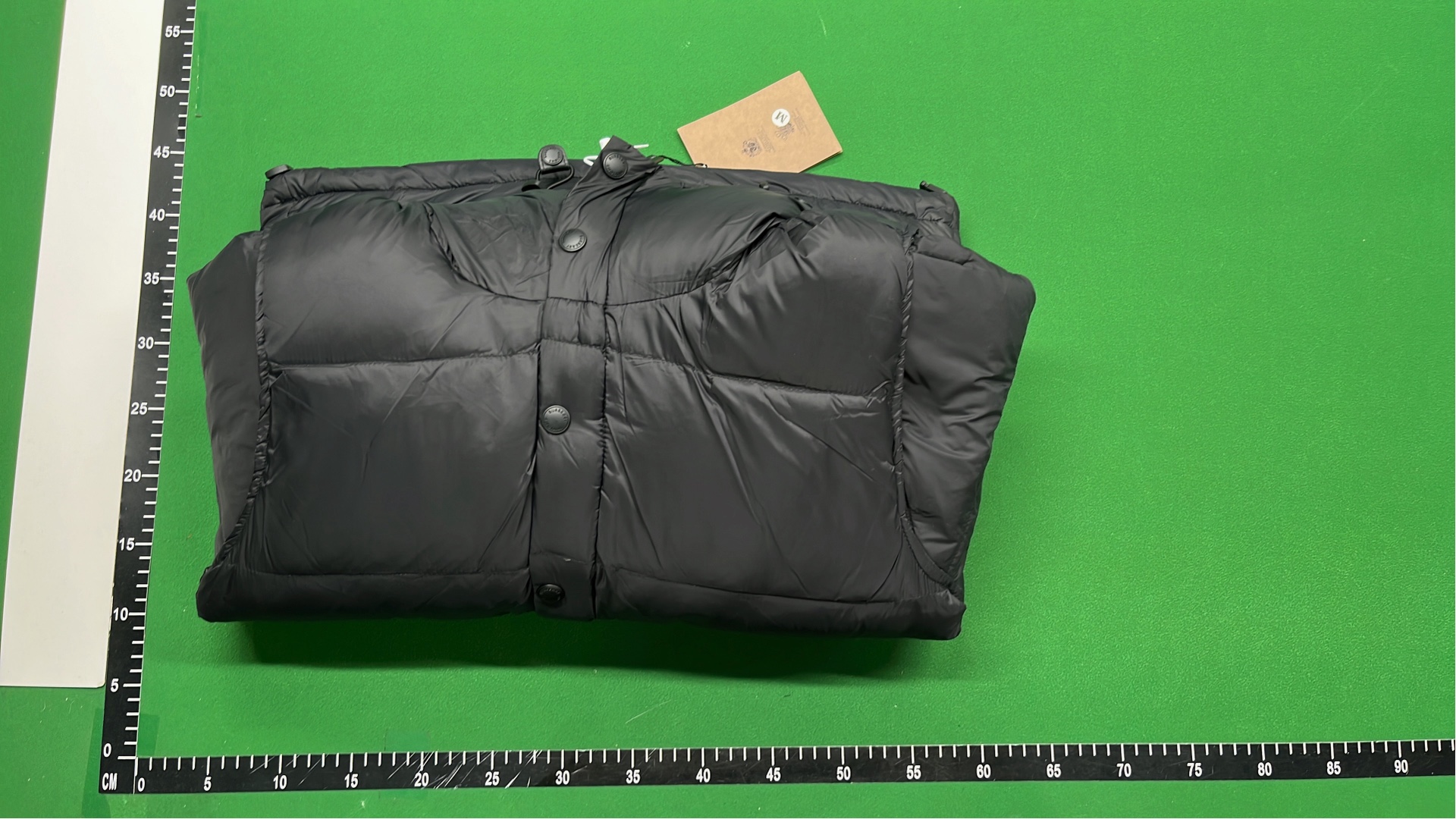 Beige Puffer Jacket with Hood and Plaid Lining